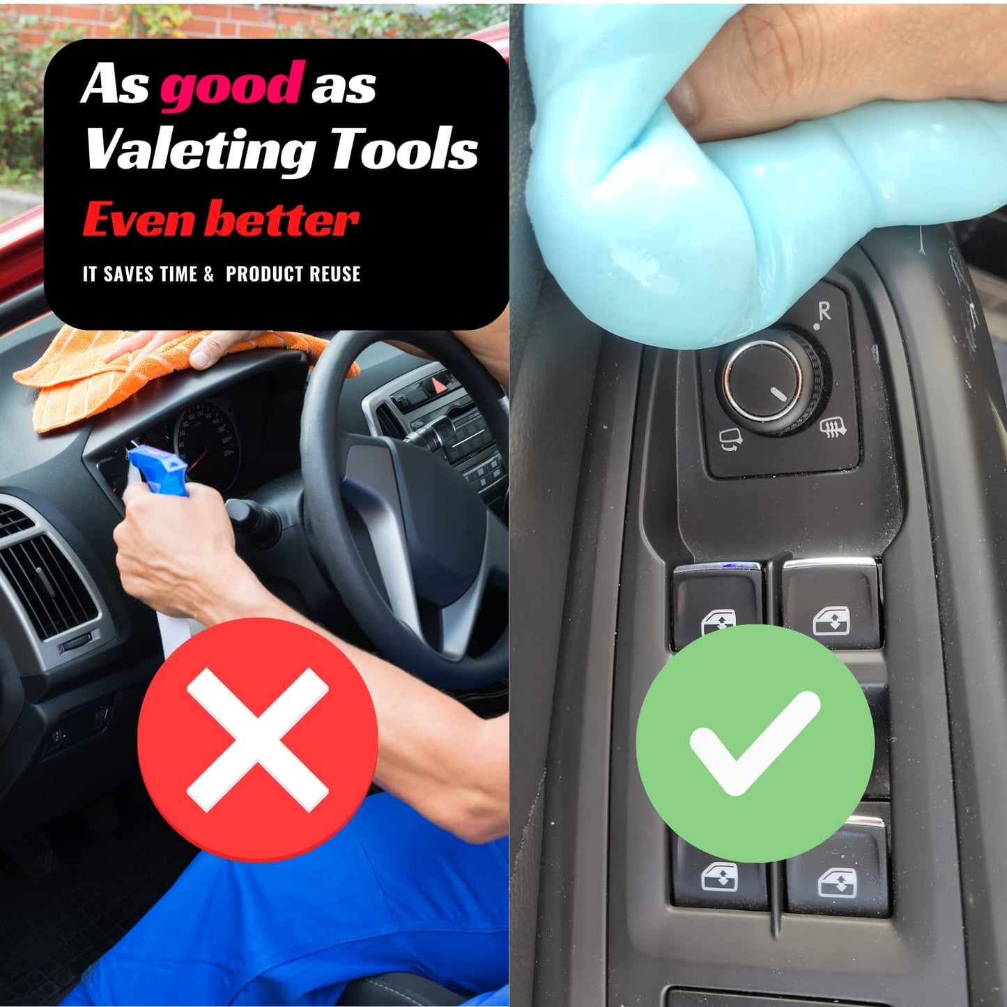 FINOCLAY Car Cleaning Gel Kit for Interior, Non-Water Car Detailing Putty, Scented Car Dashboard Cleaner, Car Cleaning Products, Upholstery Dust Remover, Vent, Reusable PC Laptop, Keyboard Cleaner