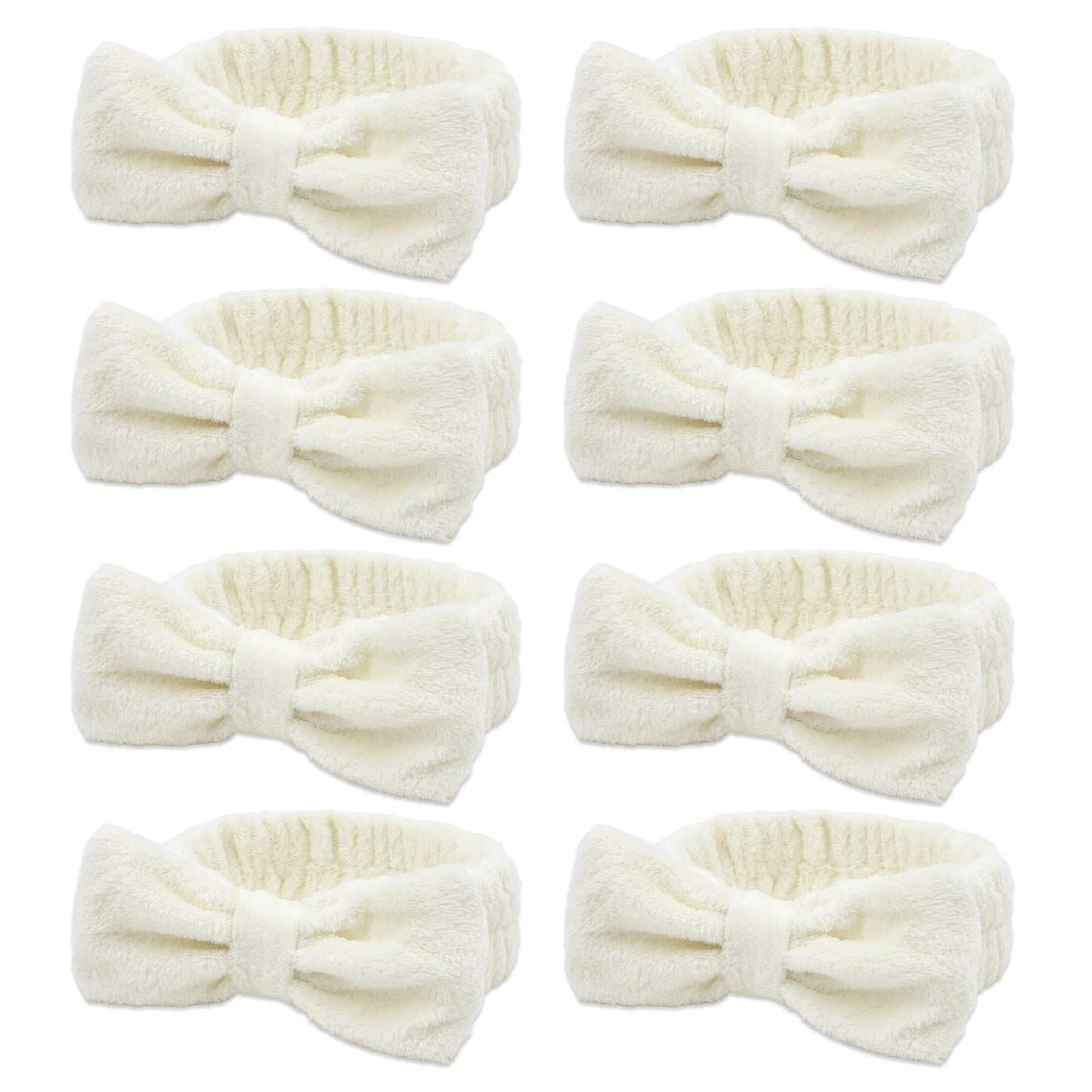 Semato Bachelorette Party Favor Set Bride Spa Headband Bride Headband and Bridesmaid Headband Skincare Headbands for Women Cute Bow Head Bands Party Supplies (creamy white)