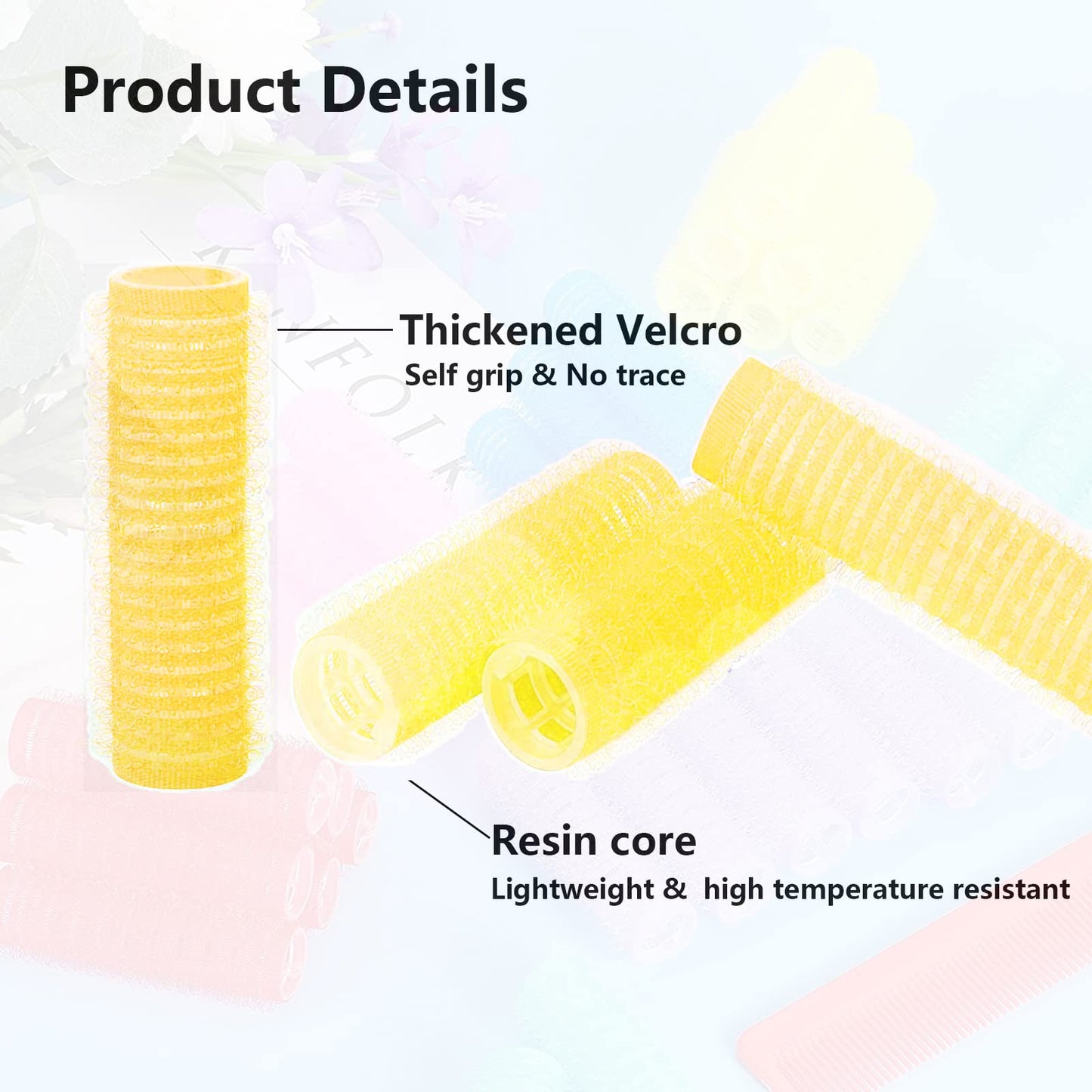 MOODKEY 18PCS Self Grip Small Hair Curlers Heatless Roller Hair Curlers Pro Salon Hairdressing Curler DIY Curly Hairstyle Hair Rollers Tools Rat Tail Comb for Women Medium Short Hair(Yellow)