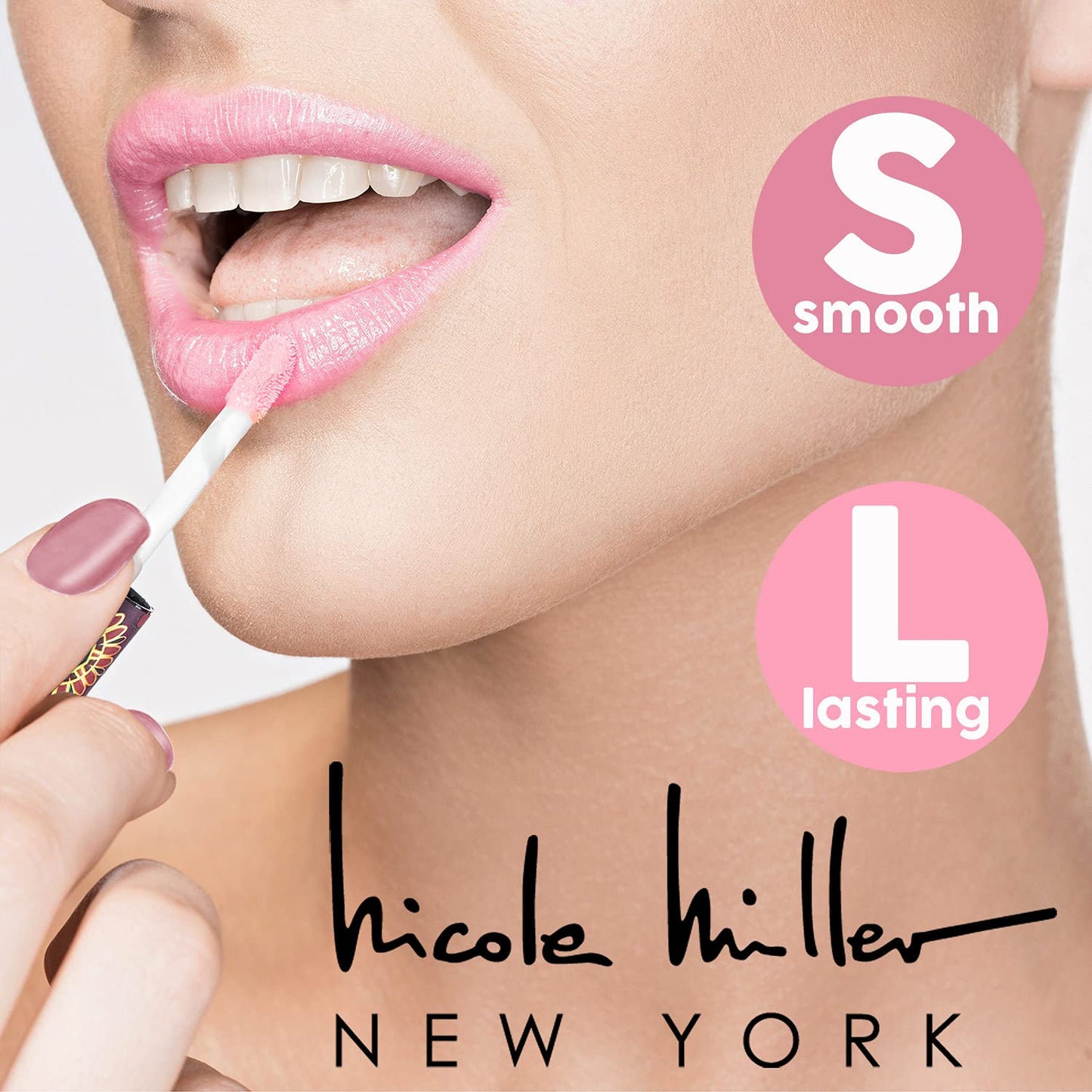Nicole Miller Lip Gloss Collection Shimmery Glosses for Women and Girls Long Lasting Color Set with Rich Varied Colors, Pink Shimmer, 10 Count (Pack of 1)