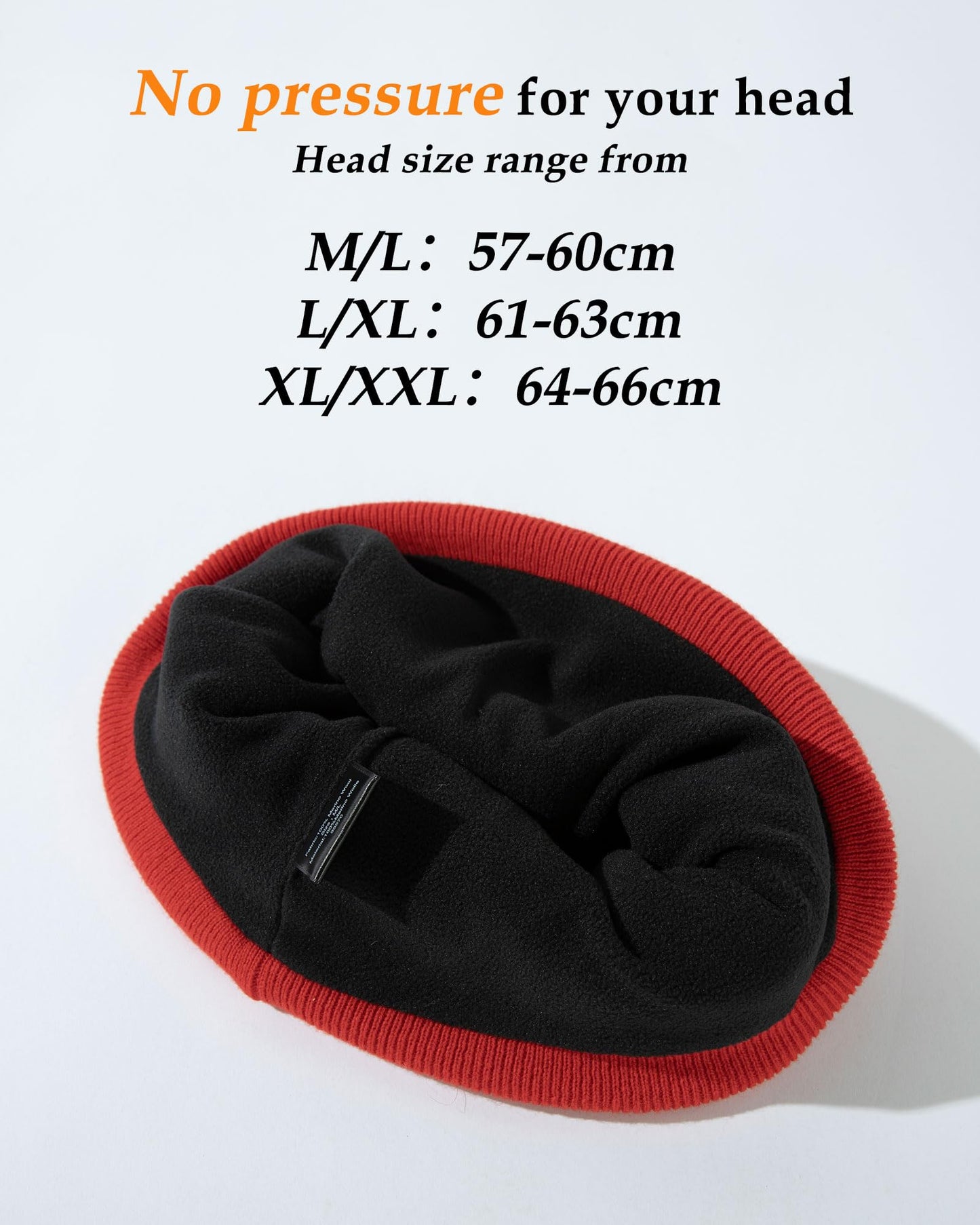 TOP-EX XXL 100% Merino Wool Beanie Hats for Men Women Winter Warm Polar Fleece Lined Beanies for Cold Weather Ski Running Hunting Walking Red XL/XXL