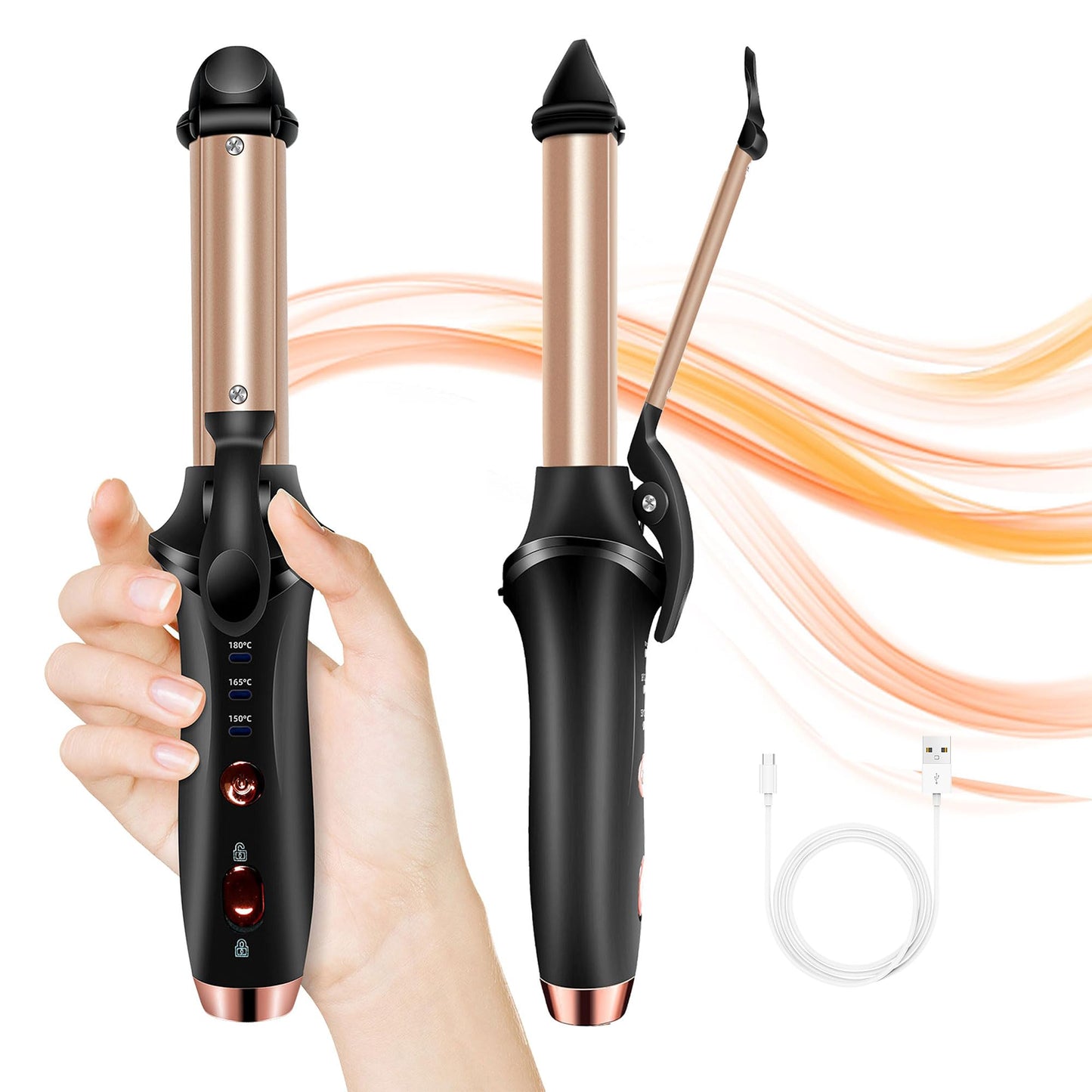 Cordless Curling Iron Rechargeable, 4000 mAh USB Mini Cordless Hair Curler with 3 Temp Setting 302°F-356°F, Portable Battery Operated Curling Iron, Hair Straightener and Curler Travel
