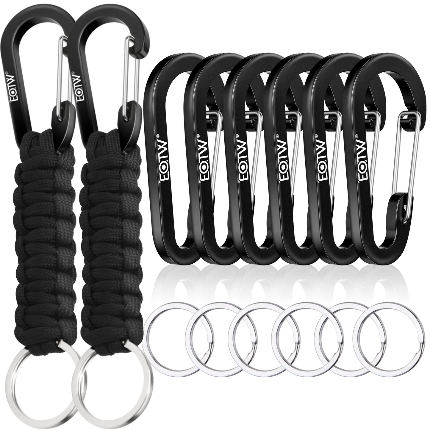 EOTW Carabiner Keychain, Small Carabiner Clip with Paracord Keychain Mini Aluminum D Ring Key Organizer