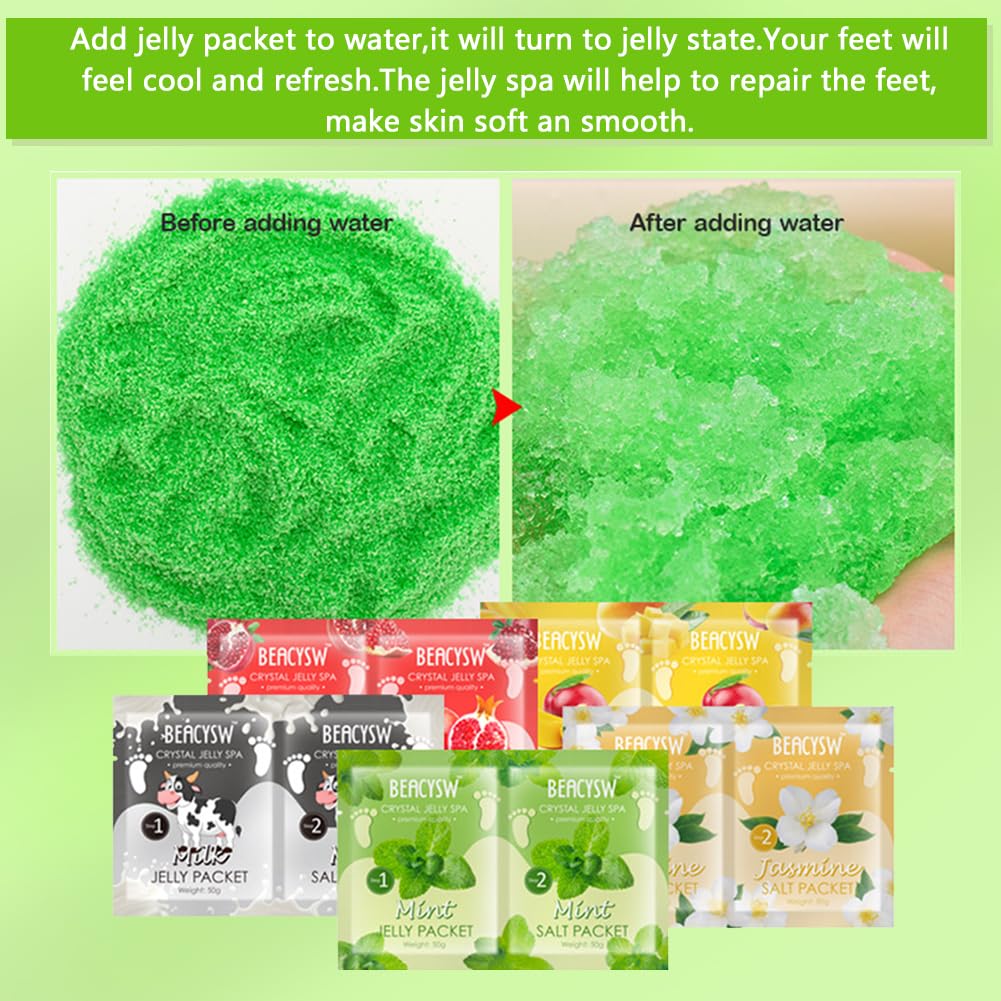 Jelly Pedicure Foot Soak Packets Foot Soak Salts Pedicure Foot Soak For Feet Tired Foot Odor Nail Discoloration Feet Softens Calluses Pedicure Foot Gel (Milk*5)