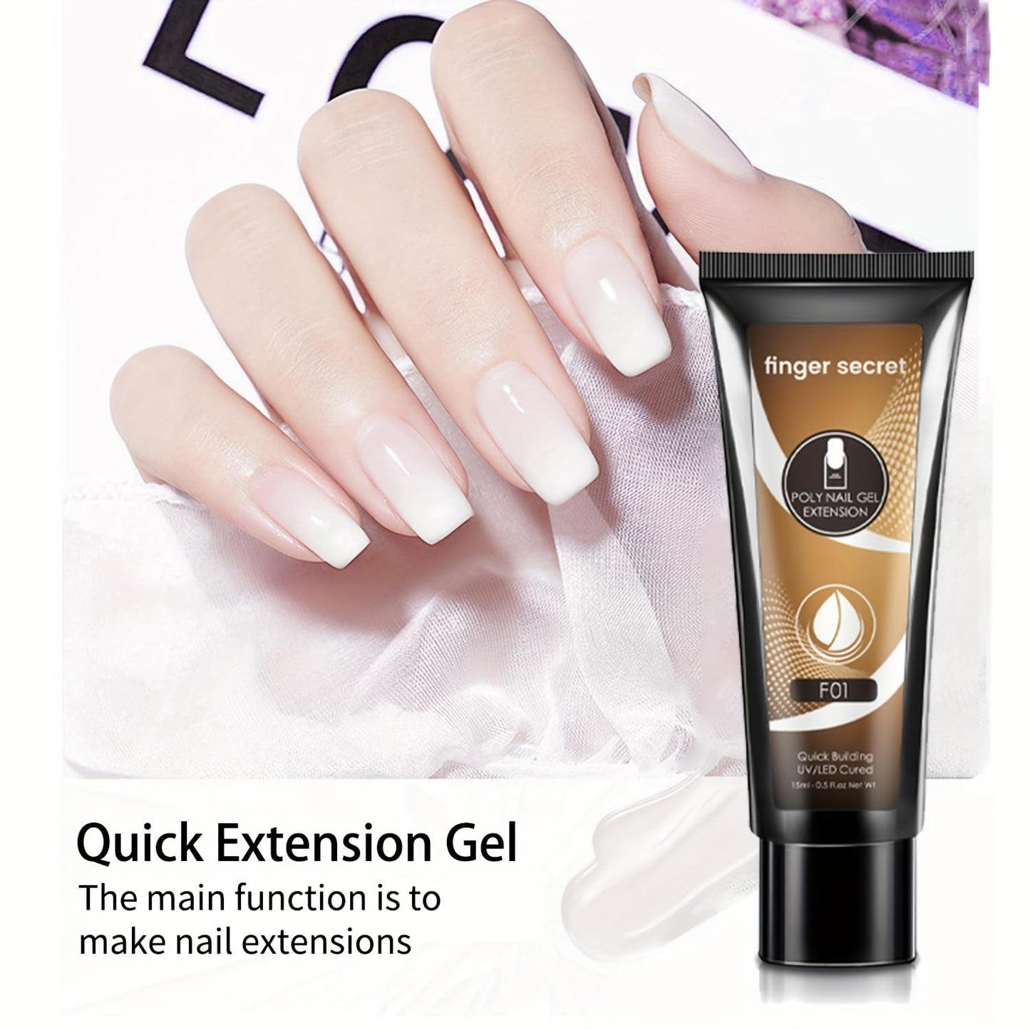 Finger Secret Poly Nail Gel Kit with Nail Lamp,15ml Poly Nail Extension Gel,10Colors Nail Extension Gel Kit With Drill& Slip Solution&Tools,Poly Nails Gel Kit Full Set for Beginner DIY Nail Art