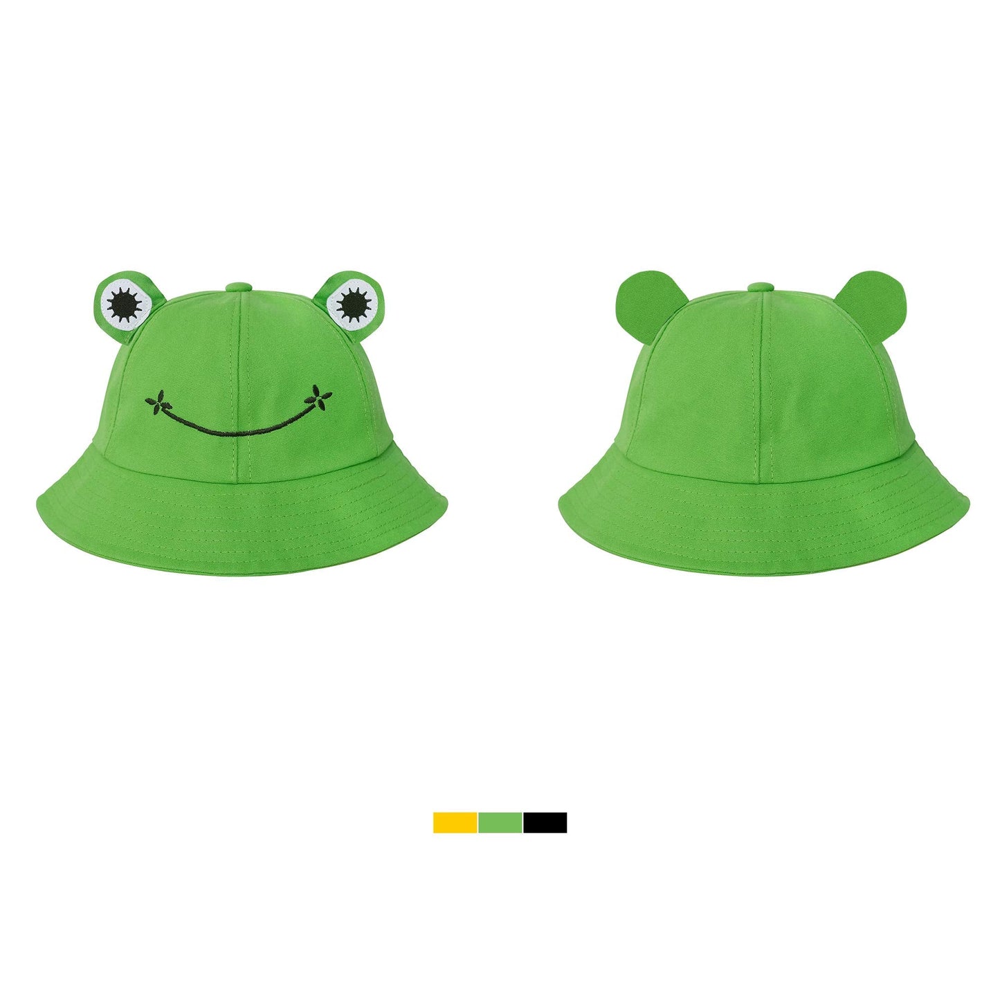 SAOROPEB Frog Themed Cotton Bucket Hat for Adults and Teens, Adjustable, for Men Women, Funny Hat for Fishing, Hiking, Camping, Beach, Outdoor Activities, Green