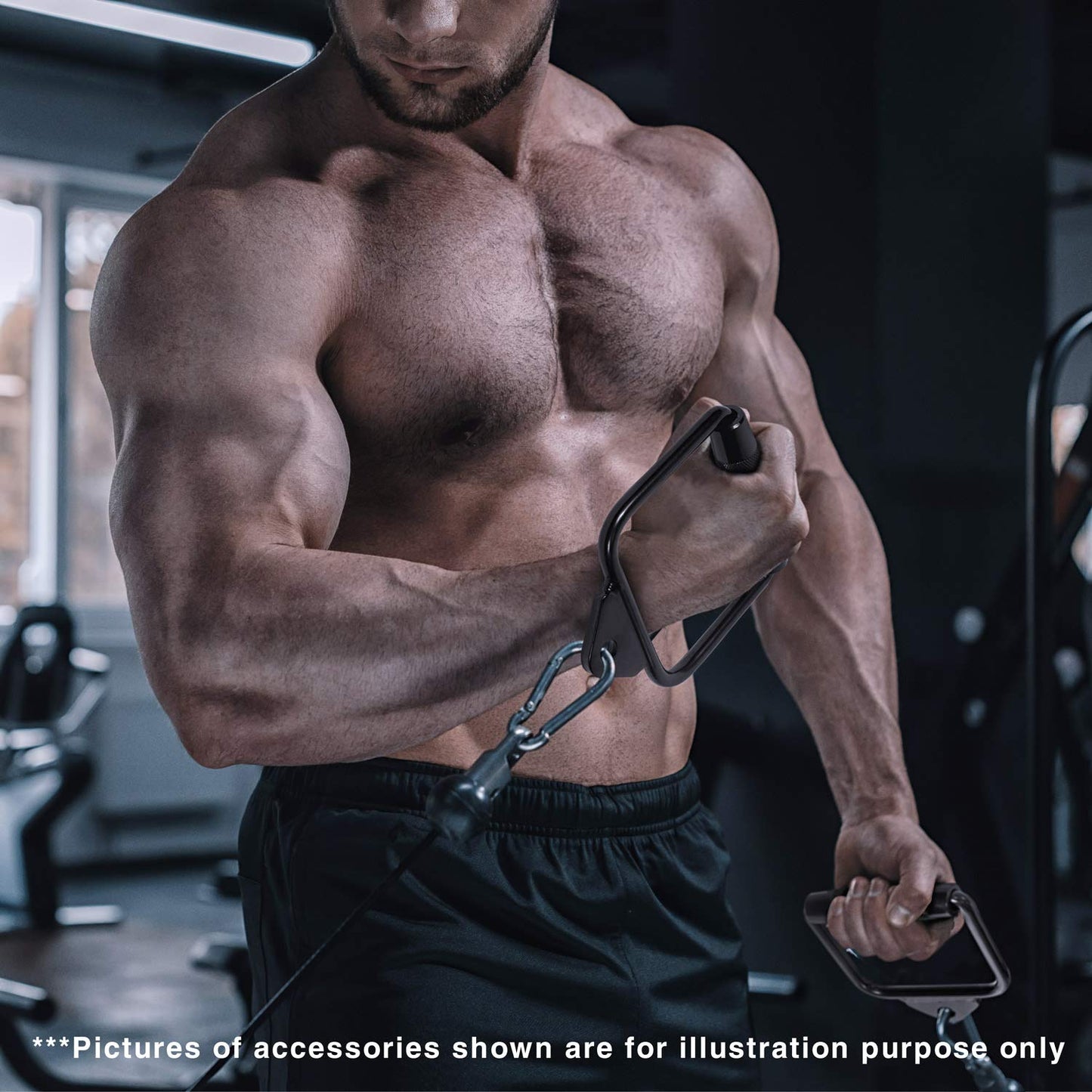 Yes4All Black D Row Handle Cable Attachment for Weight Workout, Cable Machine Accessories for Home Gym