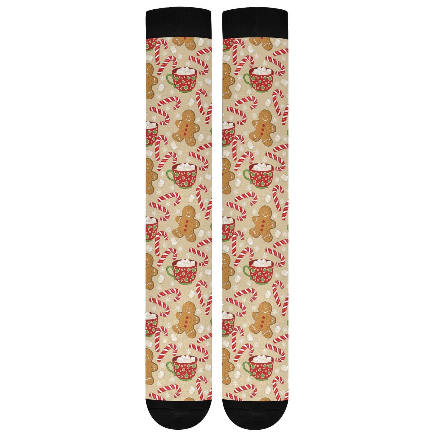 Christmas Gingerbread Man Compression Socks for Women and Men Circulation Winter Snowflake Candy Long Socks for Athletic Running 1