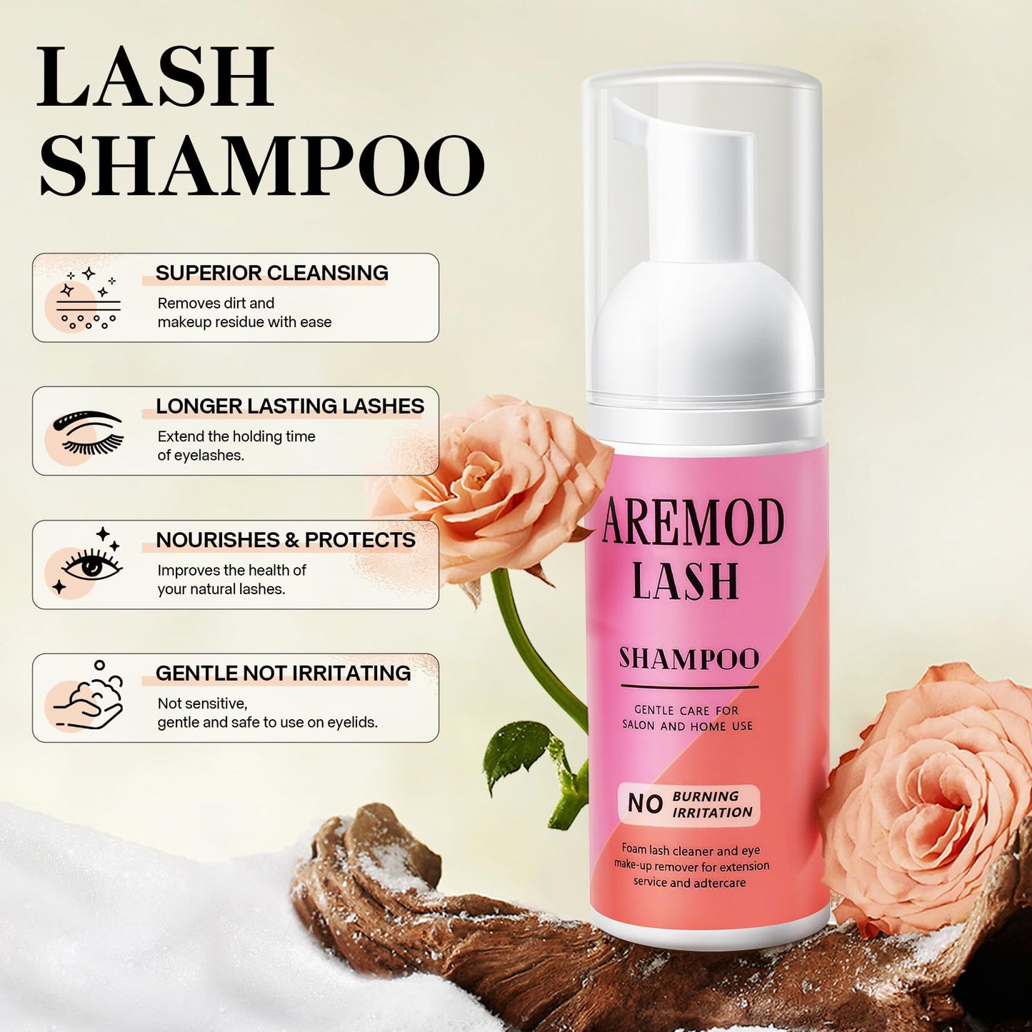 Eyelash Cleanser for Extensions, Lash Shampoo Kit with Lash Fan, 60ml Lash Shampoo,Cleaning Brush and Wash Bottle for Lash Bath(purple)