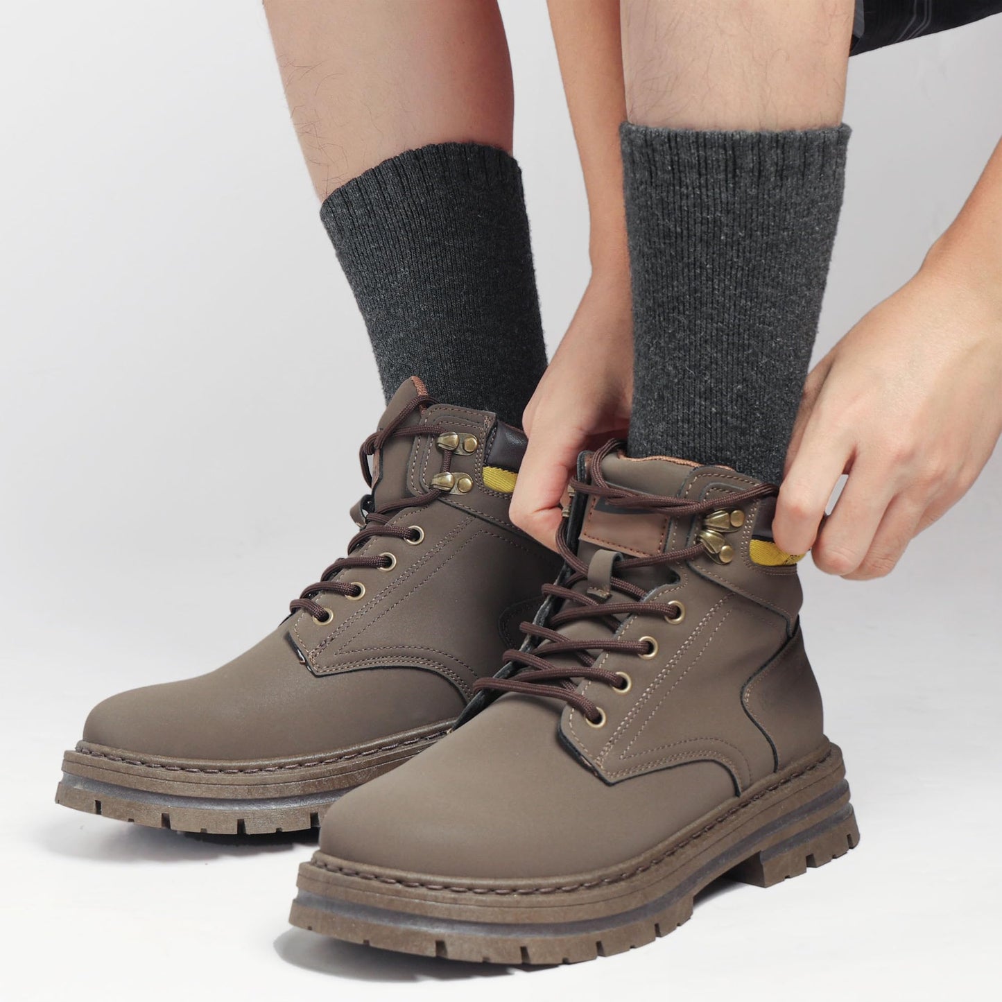 Toes Home Mens Socks for Winter, Warm Crew Wool Thermal Thick Hiking Boot Socks for Valentines Day Cozy Soft Heated for Cold Weather 5 Pairs Black