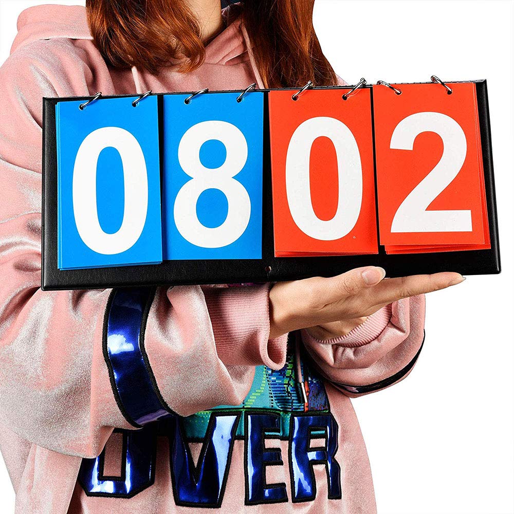 APORO 4-Digital Portable Table Top Scoreboard Flipper, Multi Sports Score Flip Scoreboard (0-99)