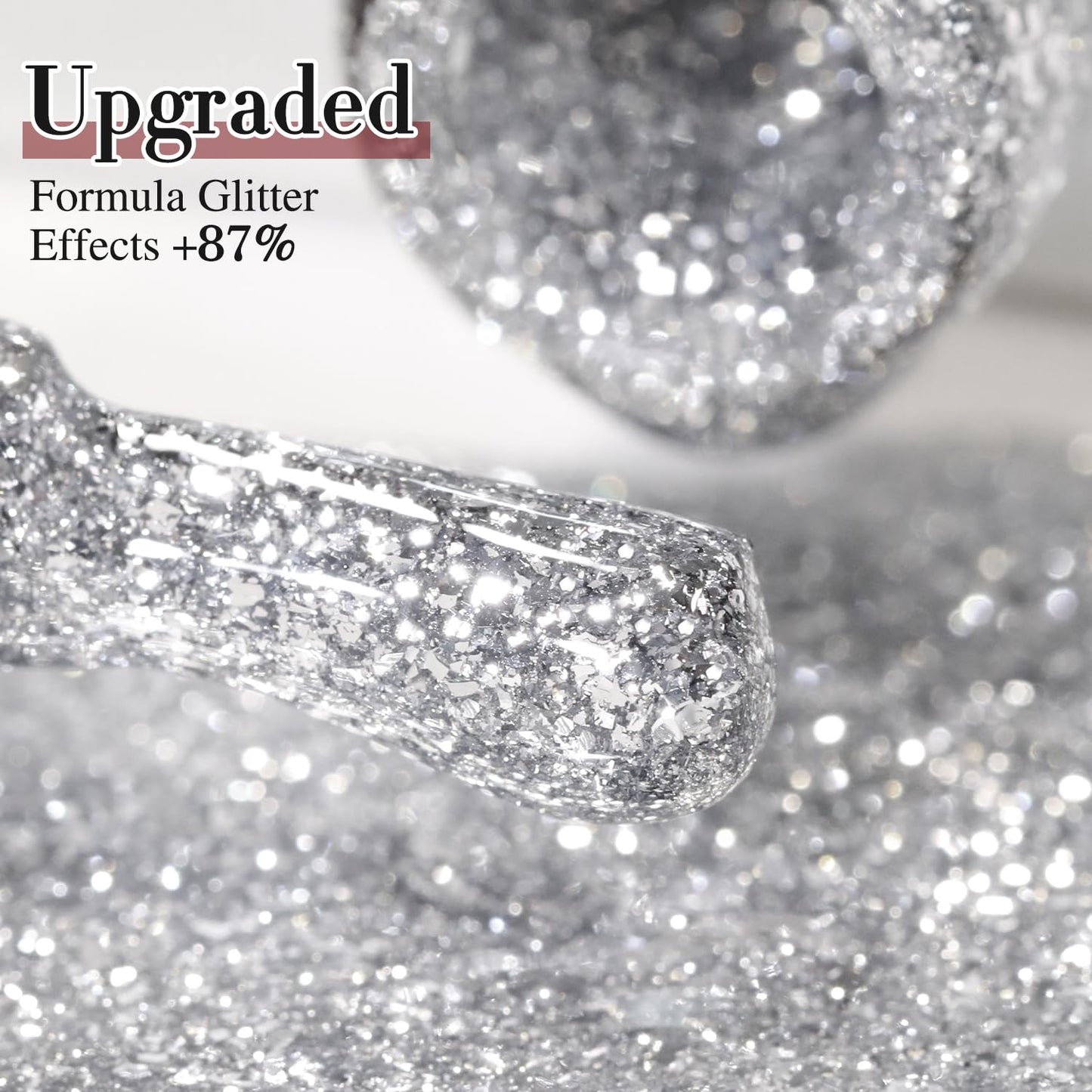 Double Rhythm 15ML Silver Glitter Gel Polish Color Reflective Sparkle Soak Off Nail Polish Manicure Salon DIY at Home (Silver-B1125)