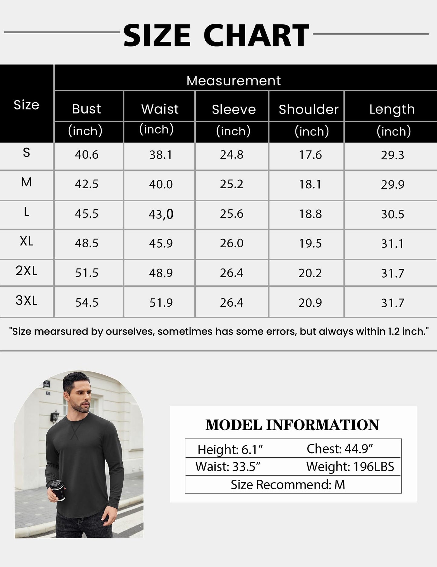 COOFANDY Mens Long Sleeve T Shirts 2 Pack Curved Hem Muscle Tees Cotton Crew Neck Basic Tops Fitness Drop Cut Hipster Shirt 2024 Winter Fashion Casual Shirt