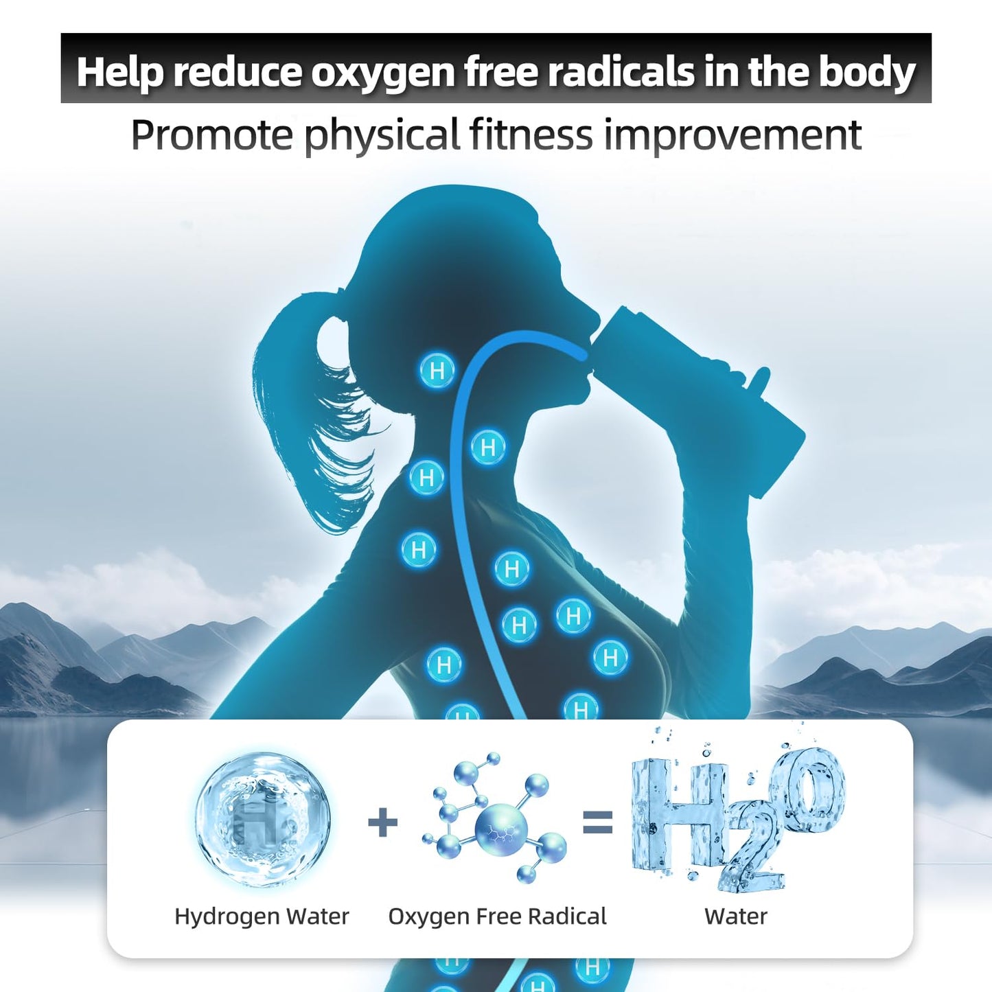 Curety Hydrogen Water Bottle, 3 in 1 Hydrogen Water Bottle Generator, Hydrogen Water Ionizer 2300PPB with SPE/PEM Technology, Hydrogen Water Machine for Home Office Travel Fitness Drinking