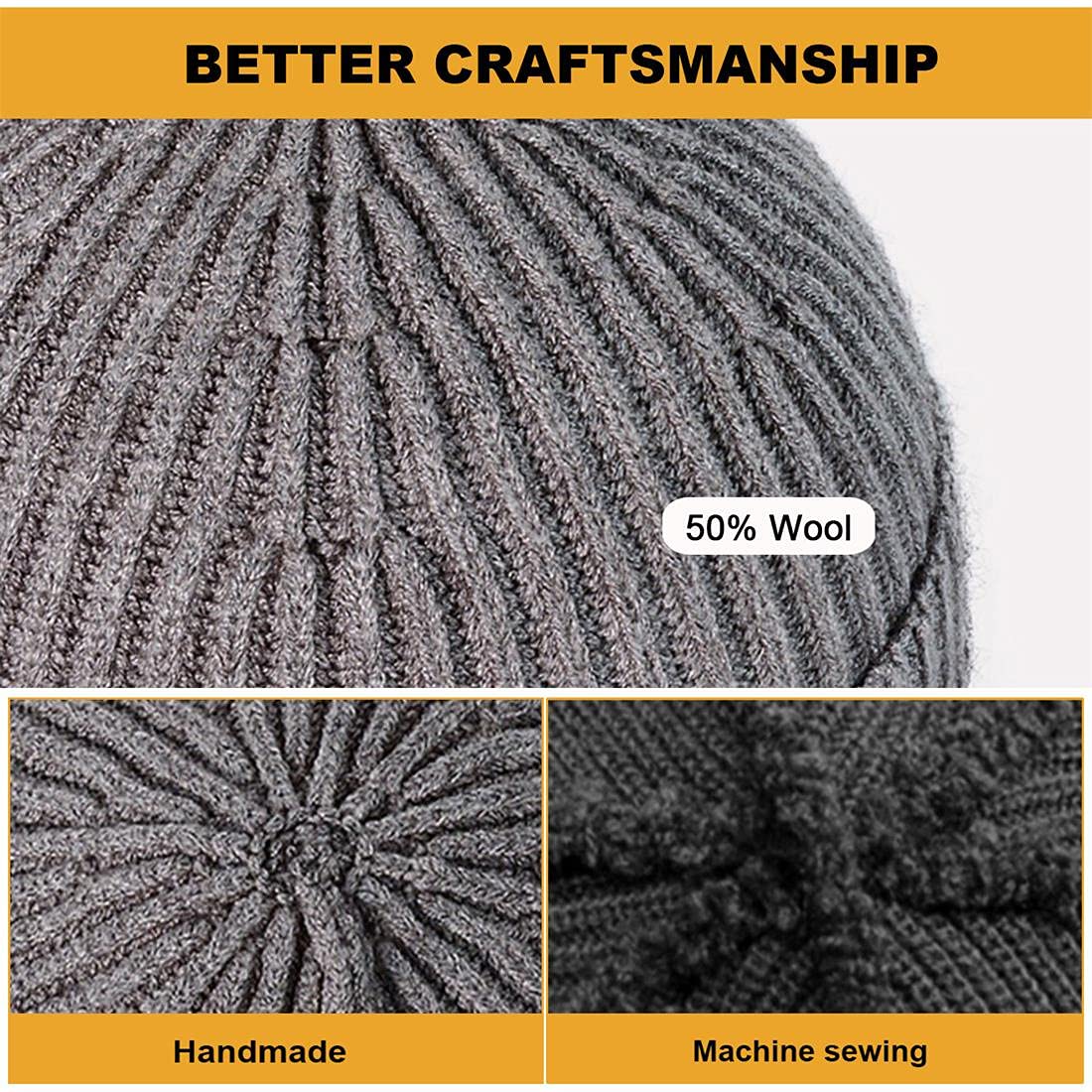 MAIAGO Fisherman Beanie for Men Women, Knit Cuff Beanie Cap Daily Beanie Hat Warm Winter Hats, Winter Warm Hats