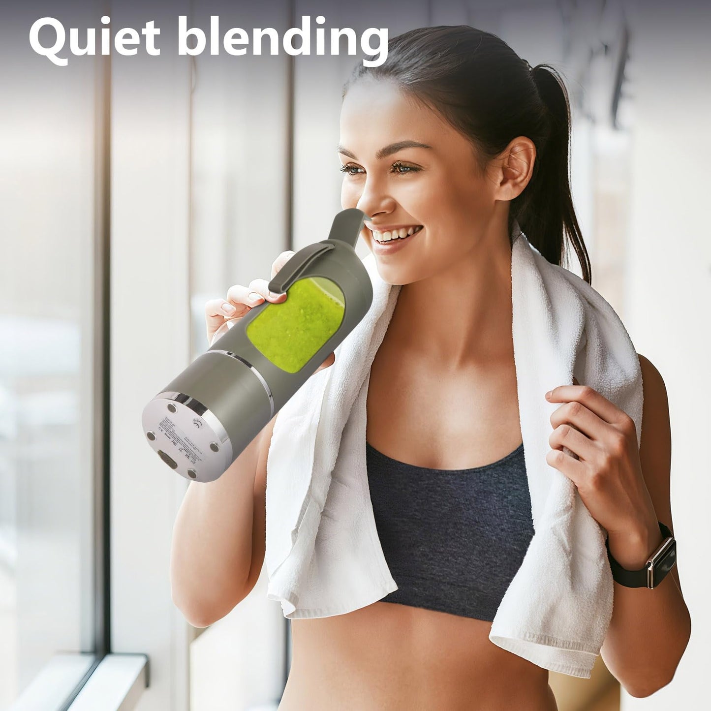 Portable Personal Blender, USB Rechargeable for Smoothie Shakes, with 12 Stainless Steel Blades & 16 Oz/450ML Cup and Extra Handle Lid, for Travel Sports Gym (Green)