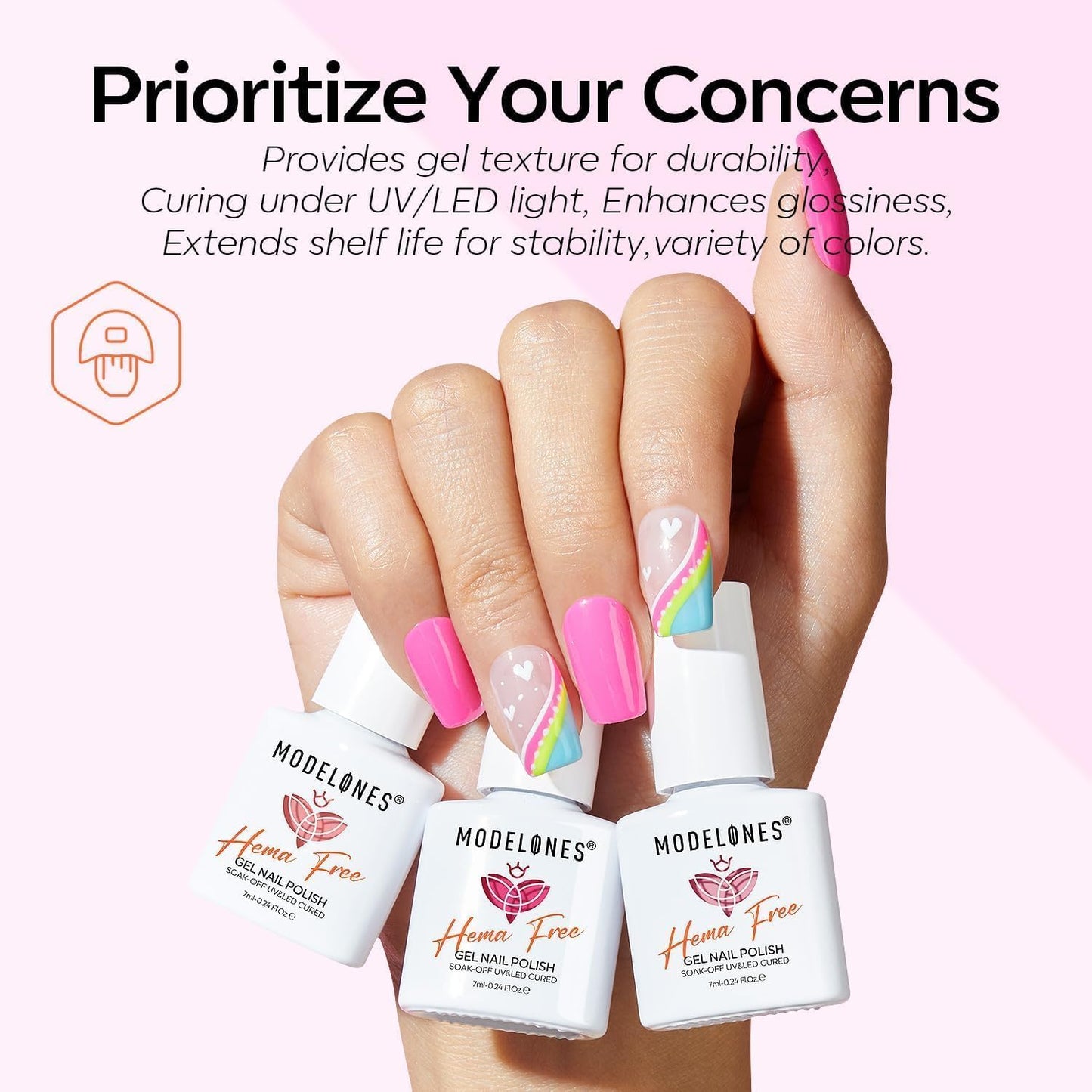 modelones Spring Gel Nail Polish, 6 Colors Tint Neon Hema Free Gel Polish Hot Pink Gittler Purple Blue Orange Yellow Gel Polish Soak Off Uv Led Gel Nail Art Manicure Gift for Girl Women