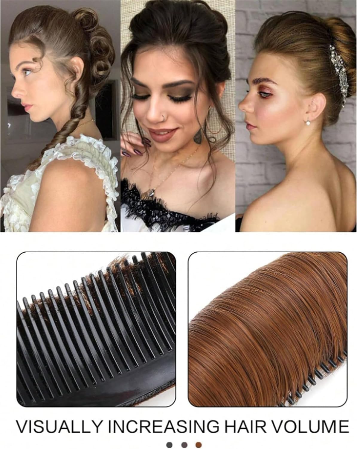 Invisible Hair Pad, 2025 Upgrade Natural Fluffy Clips, Blonde Styling Insert Tool, Hair Bump Clip for Volume (Light Brown*2)