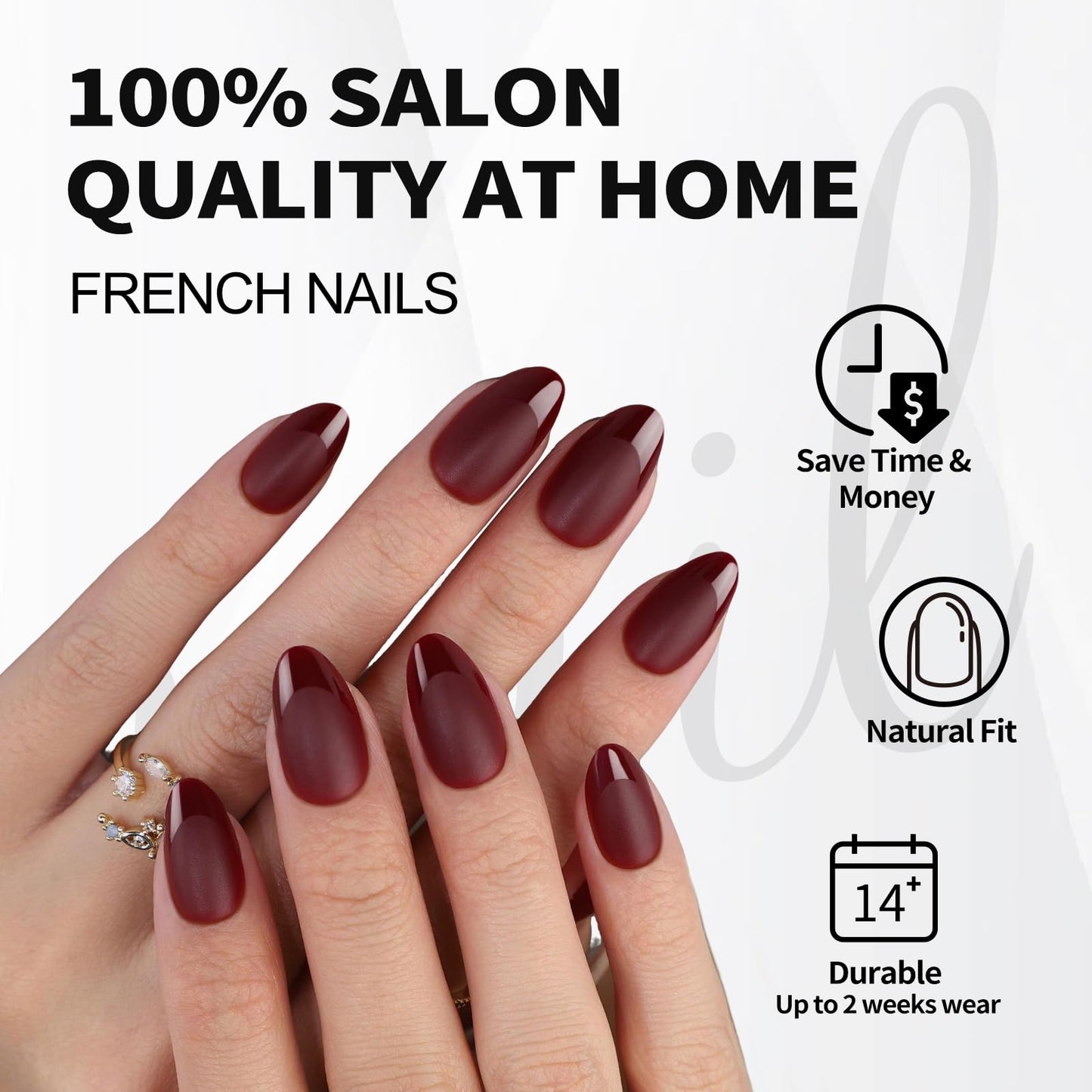 SHANGMENG Matte Red French Tip Press on Nails Almond - Soft Gel Press on Nails Short for Women Gift, Fit Natural Stick on Nails with Glue in 16 Sizes - 32 Reusable Fake Nails, Ancora Red