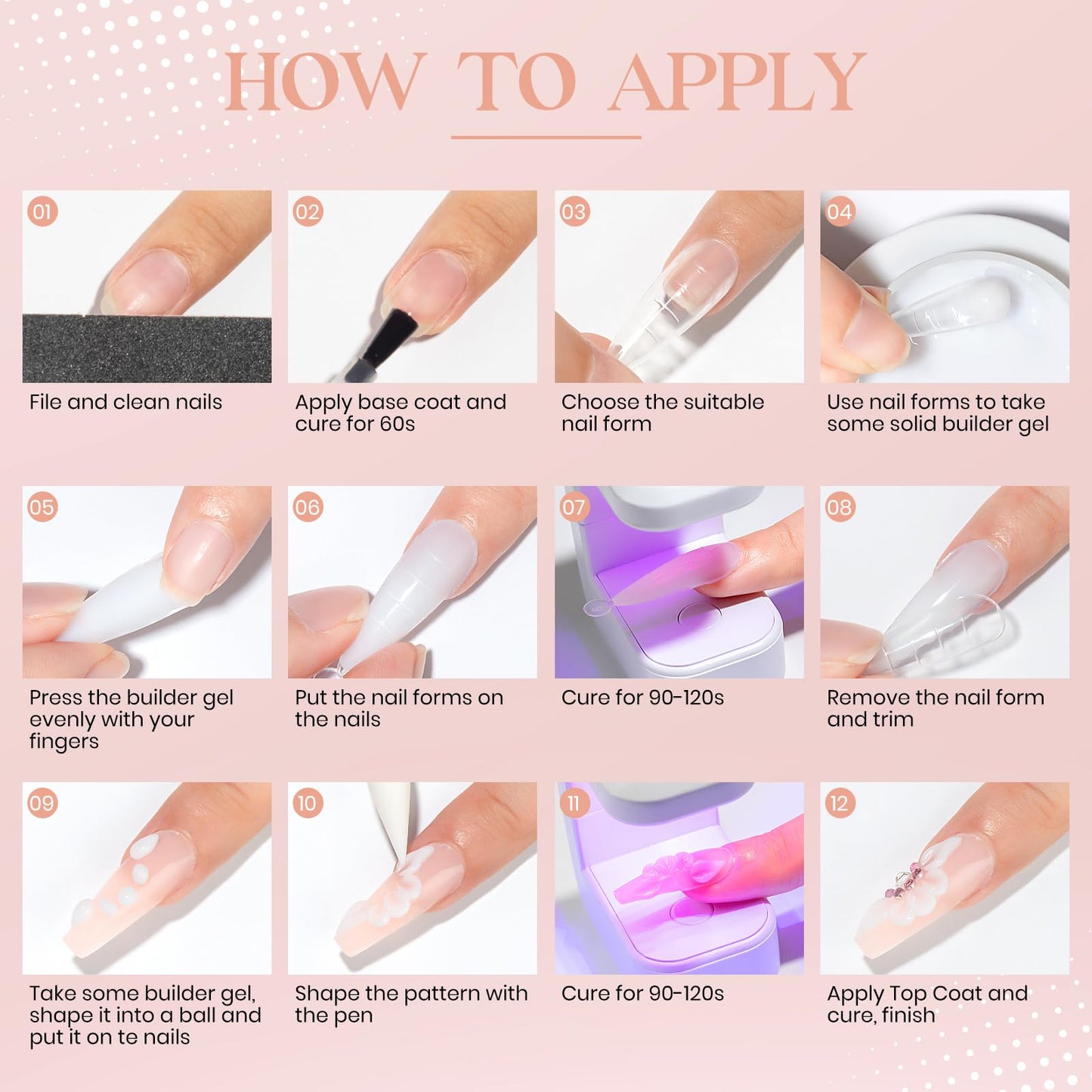 MIZHSE Solid Nail Builder Gel, 2.1 oz 60g Nude Builder Gel for Nails Non-Sticky Solid Builder Gel for Nail Extensions Hard Gel with 24pcs Nail Forms and Silicone Pen Nail Art Manicure Set