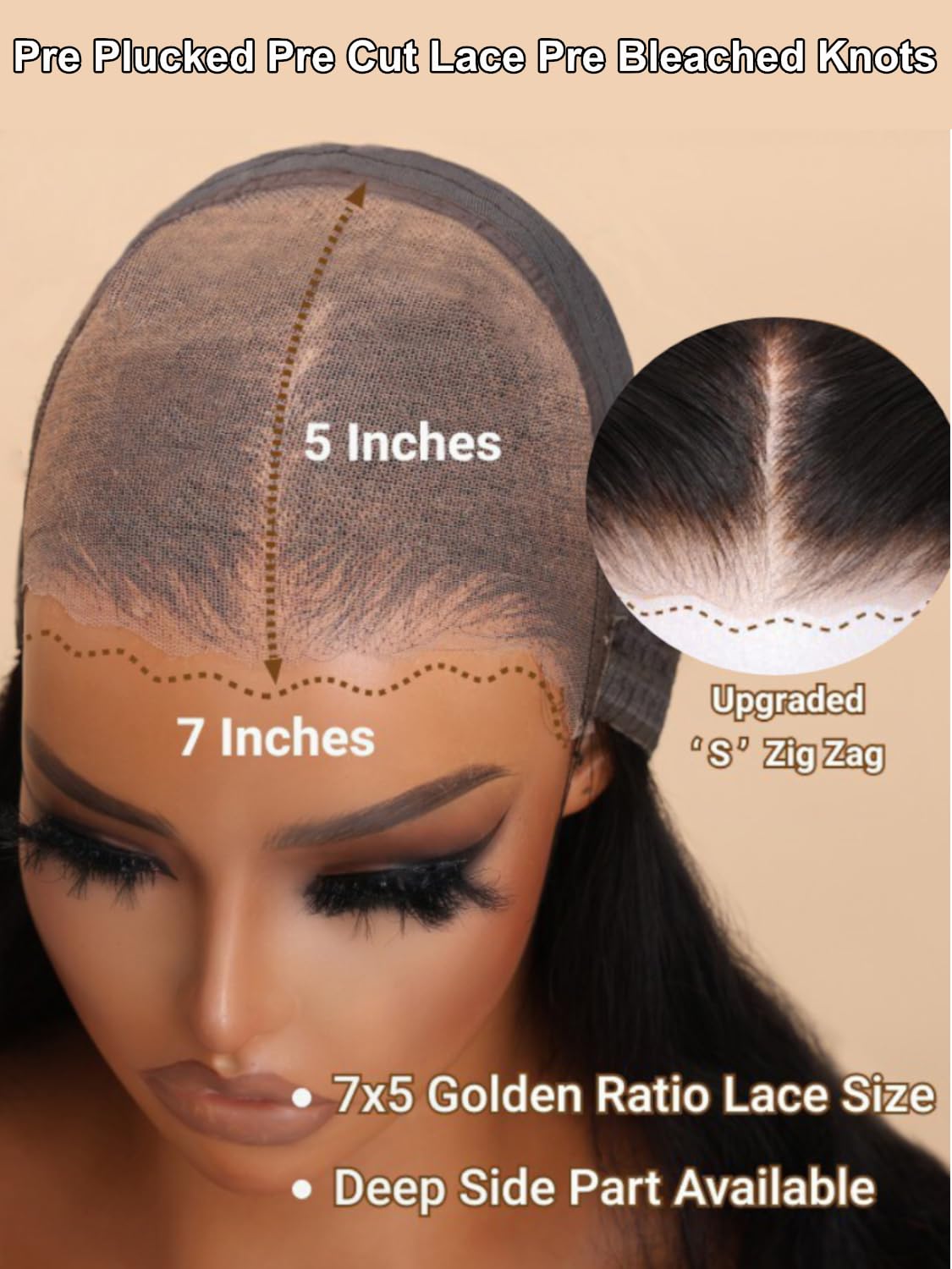 UNICE Bye Bye Knots Glueless Wig Body Wave 7x5 Pre Cut Lace Front Wigs Human Hair Bleached Knots Balayage Black Blonde Highlights Put on and Go Human Hair Wig Pre Plucked 150% Density 16 inch