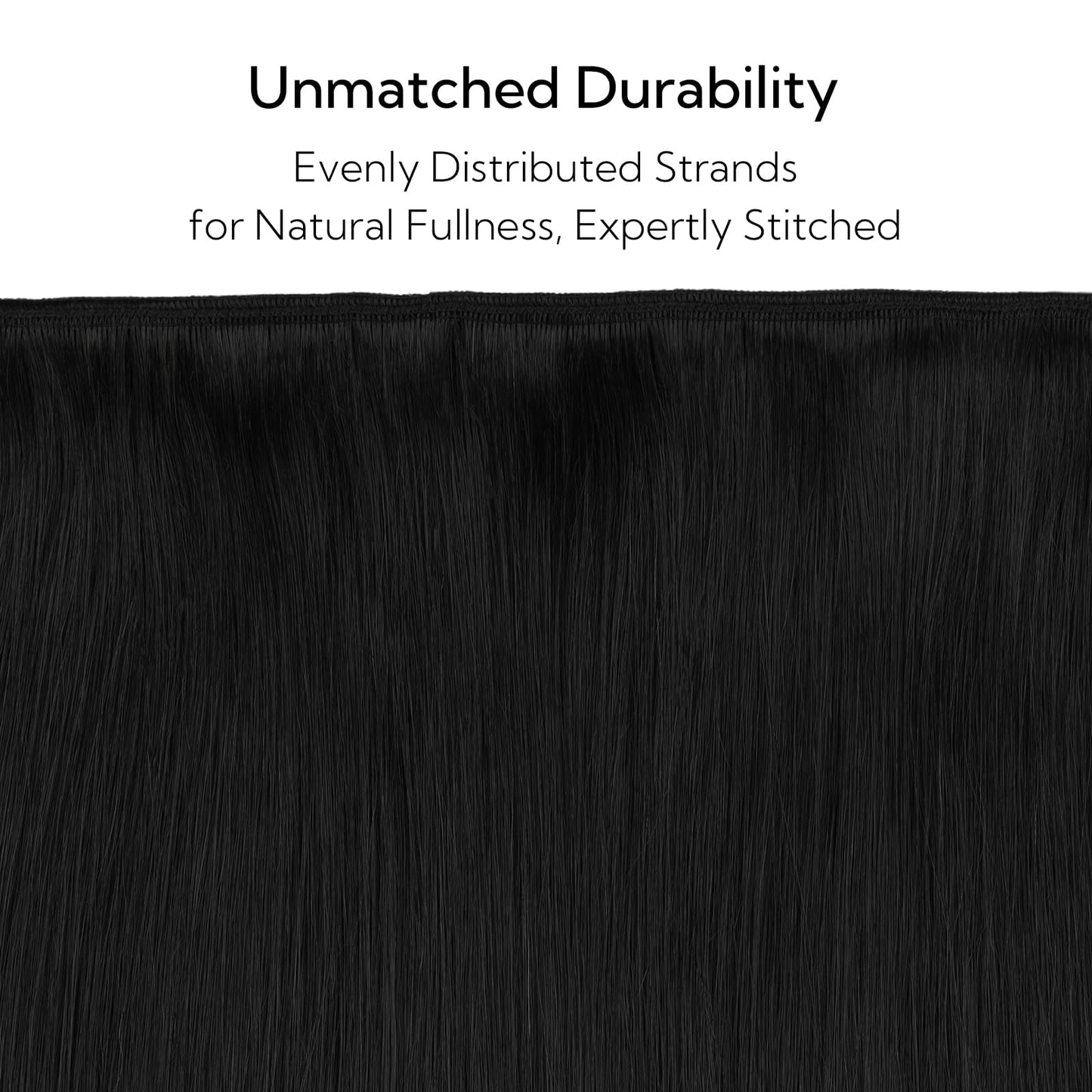 HOTBANANA Sew in Real Human Hair Extensions, 16inch 80g Weft Jet Black Straight Remy Hair Weft Full Head