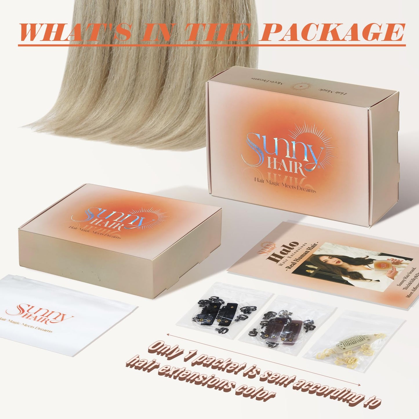 Sunny Wire Hair Extensions Real Human Hair Fish Line Human Hair Extensions Invisible Wire Extensions Golden Blonde with Medium Blonde Highlights #16/22 14 Inch