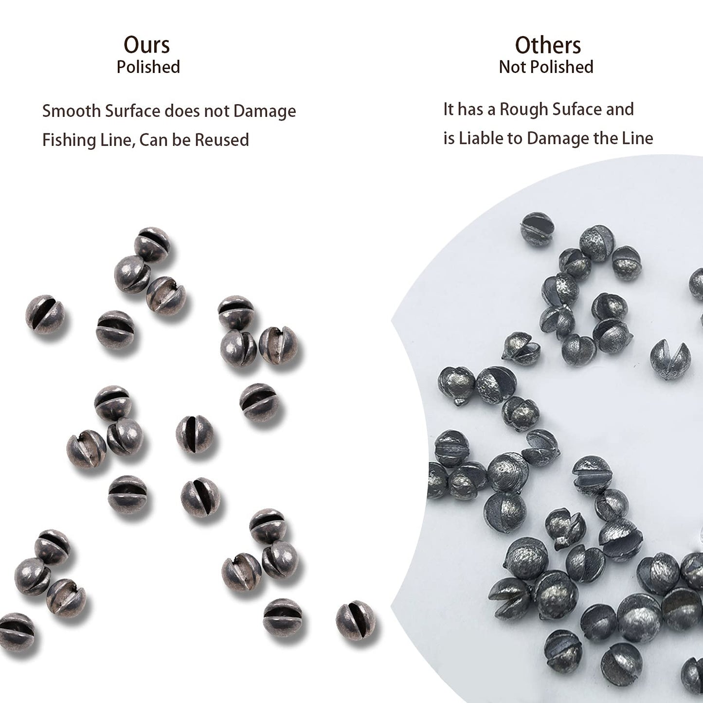 SANWEAL120PCS Fishing Weights Sinkers - Premium Split Shot Fishing Weights Sinkers - Round Removable Fishing Sinkers - 5Sizes (Round Opening)