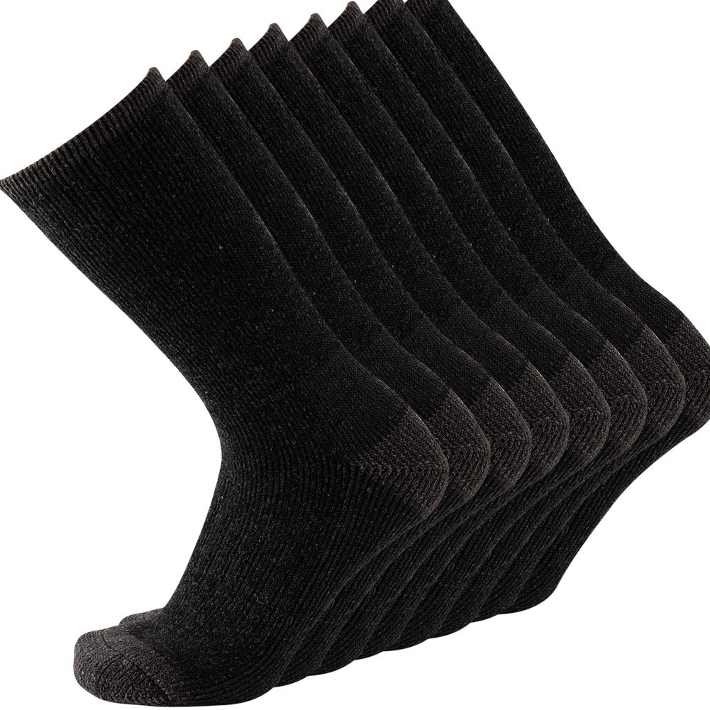 KAVANYISO Men's Merino Wool Hiking Socks Breathable Athletic Crew Thicken (4Pairs DKGrey 10-13)