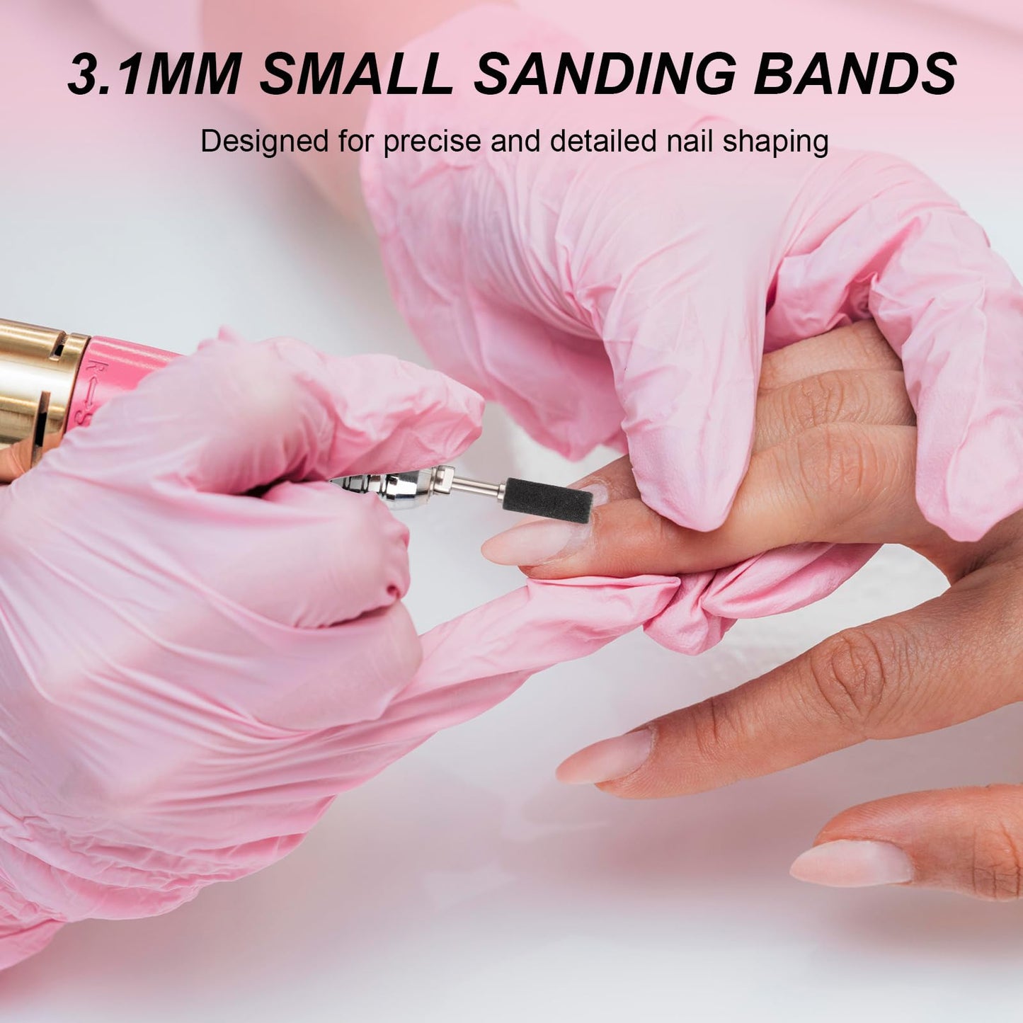 Rolybag 100pcs Small Sanding Bands Nail Drill Bits 240 Extreme Fine Grit Nail File Sanding Bands with 3.1mm Mandrel Bit for Acrylic Nails Gel Removing Shaping Professional Manicures and Pedicure,Black