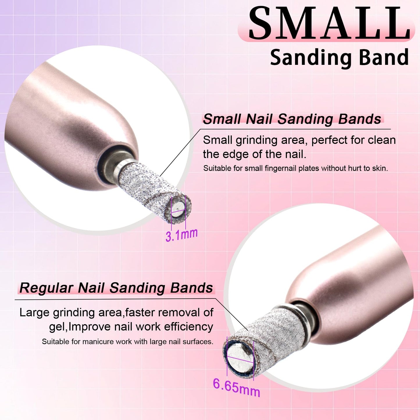 240 Grit Small Sanding Bands Nail Drill Bit, 100 Pcs 3.1 MM Mini Sanding Bands for Nail, Extreme Fine Grit Small Nail Sanding Bands for Natural Nail Smooth Polish Cuticle, Manicure Nail Salon Use