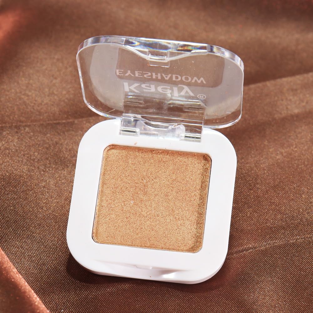 evpct Single Mini Pressed Eyeshadow Makeup Palette, Golden Sparkle Shimmer Glitter Monochrome Cream Eye shadows Palette Brightener Makeup for Older Women, Pigmented Waterproof Sombra Para Ojos 06