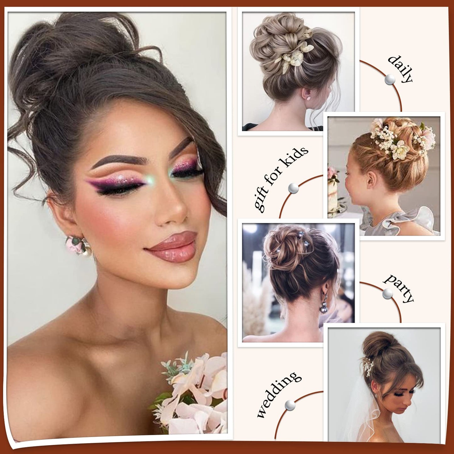 SOFEIYAN Claw Clip Messy Bun Hair Piece Wavy Curly Hair Bun Clip in Claw Chignon Ponytail Hairpieces Synthetic Tousled Updo Hair Extensions Scrunchie Hairpiece for Women, Darkest Brown/Dark Auburn Mix