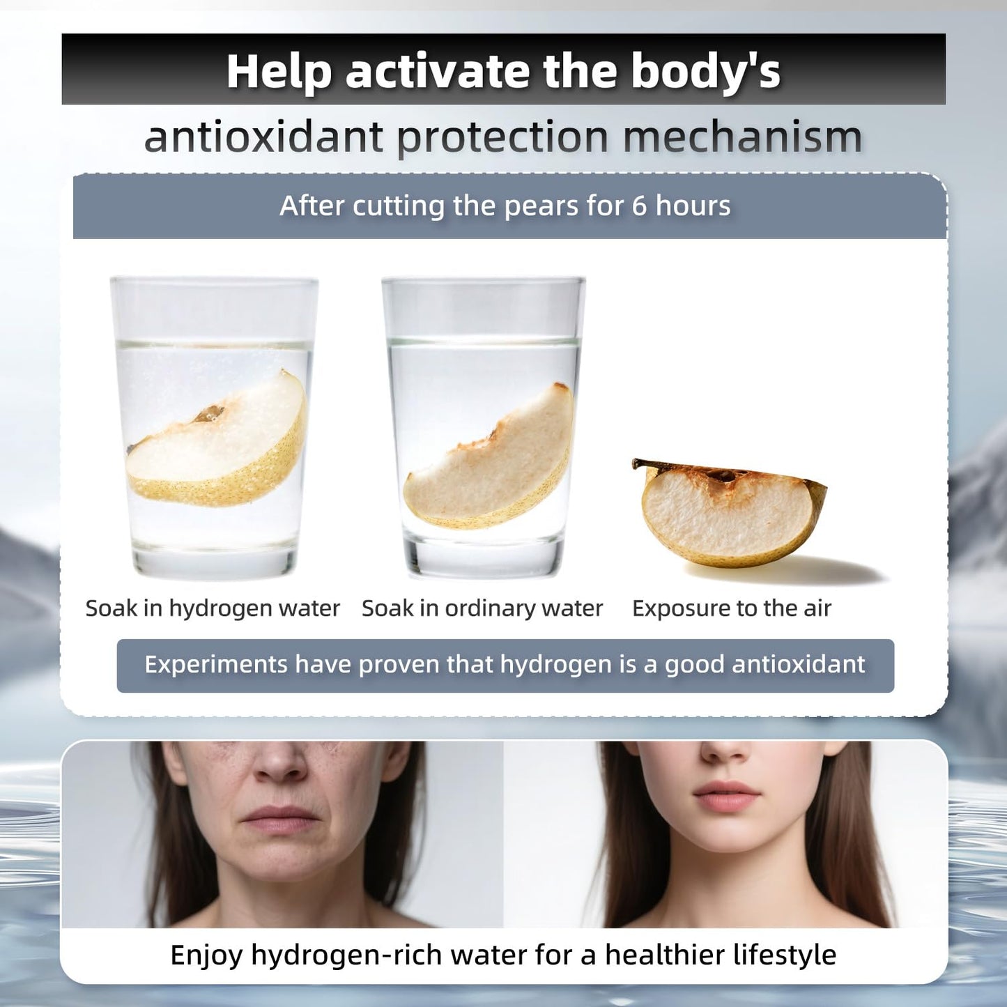 Curety Hydrogen Water Bottle, 3 in 1 Hydrogen Water Bottle Generator, Hydrogen Water Ionizer 2300PPB with SPE/PEM Technology, Hydrogen Water Machine for Home Office Travel Fitness Drinking