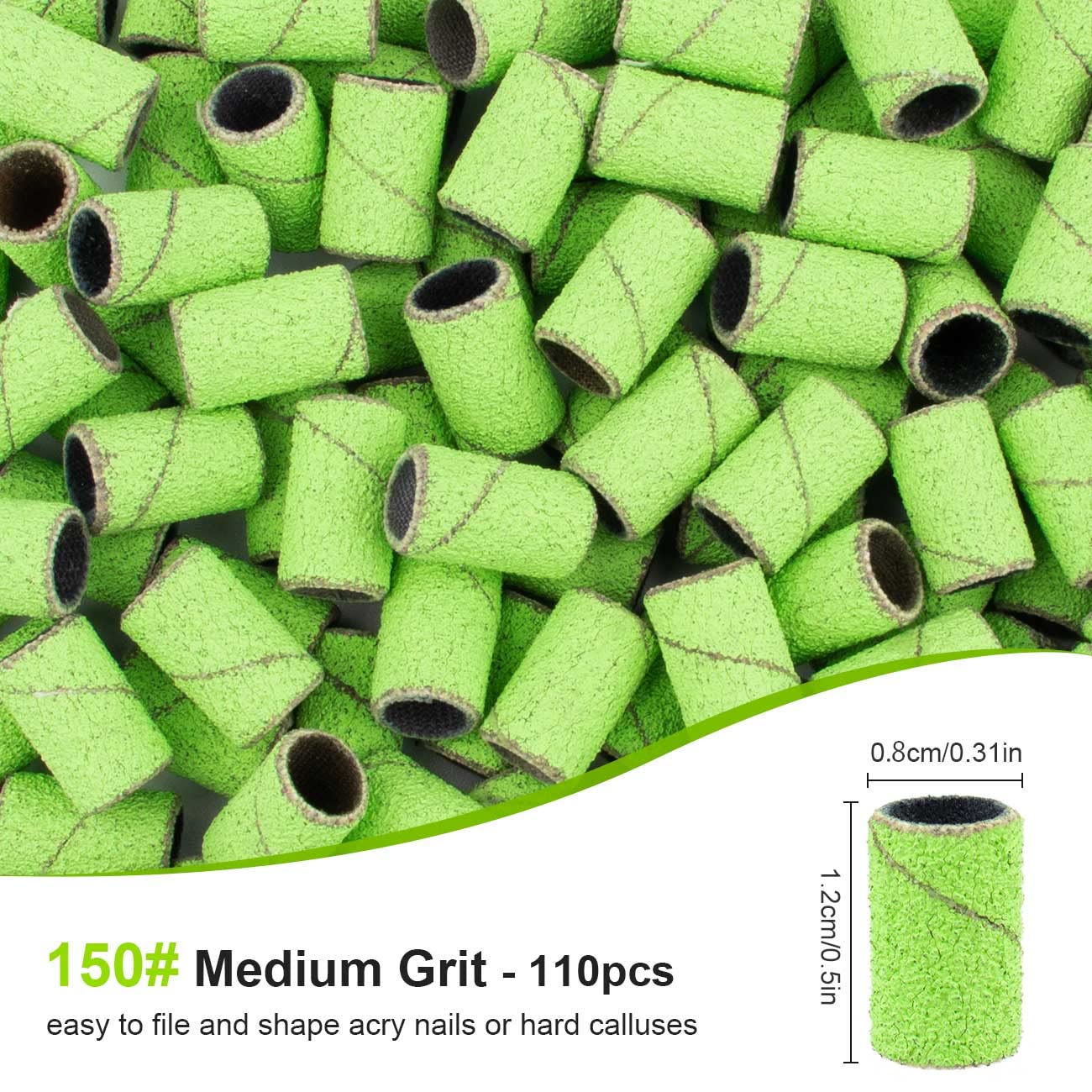 Rolybag Sanding Bands for Nail Drill Sanding Bands#80#150#240 Grits 330 Pcs Colorful Coarse Fine Nail Sanding Bands 2Pcs Nail Drill Bits 3/32" Mandrel Bits Set