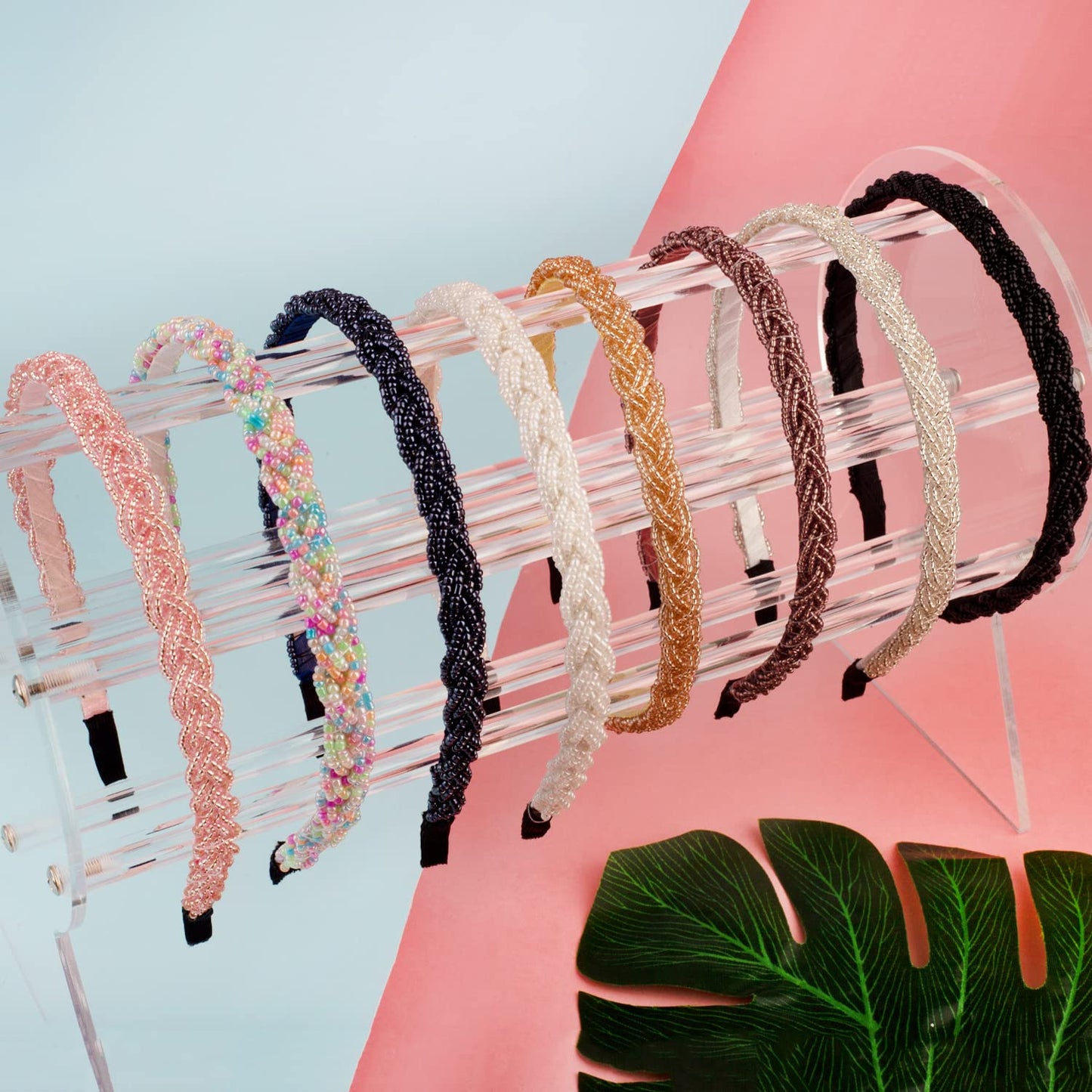 LYroo 8 Pack Headbands Metal Head Band Beaded Hair Bands Elegant Hairband No Slip Fashion Hair Accessories for Women Girls