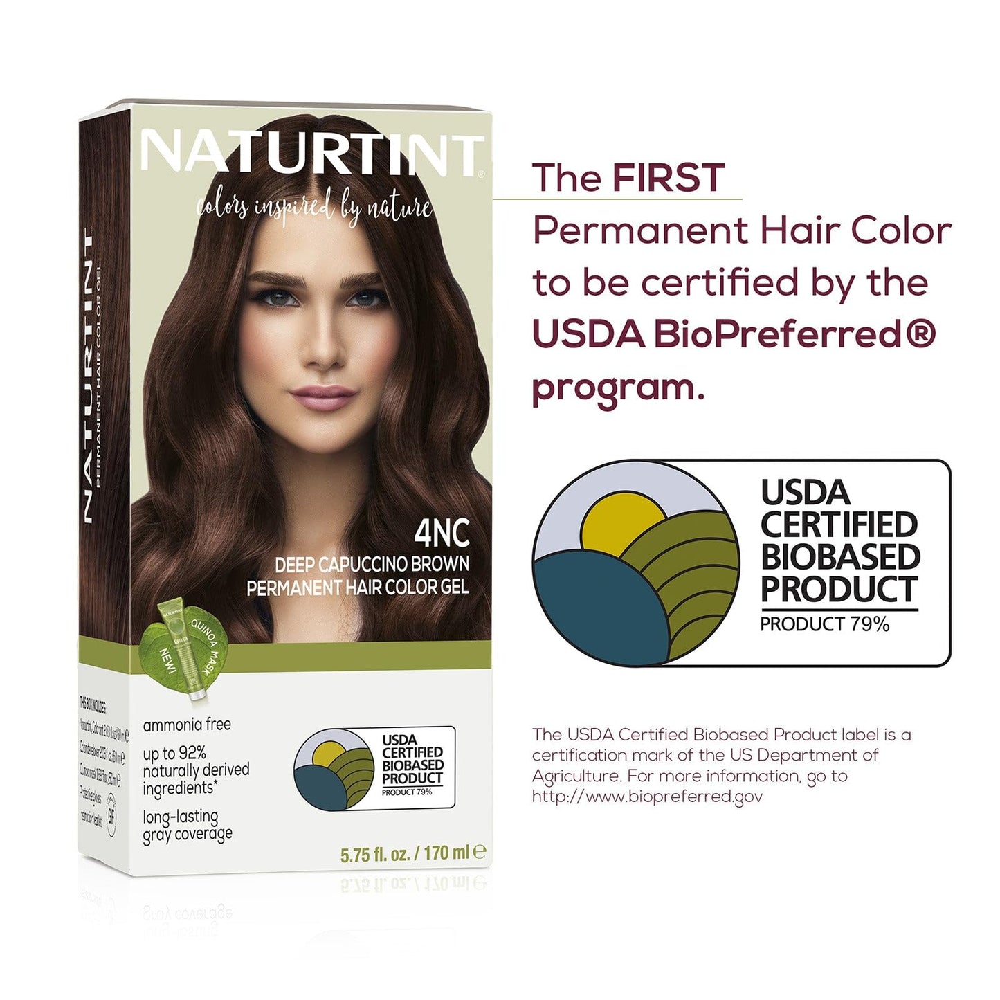 Naturtint 4NC Deep Cappuccino Permanent Hair Color (Pack of 1), Ammonia Free, Vegan, Cruelty Free, up to 100% Gray Coverage, Long Lasting Results (Packaging may vary)