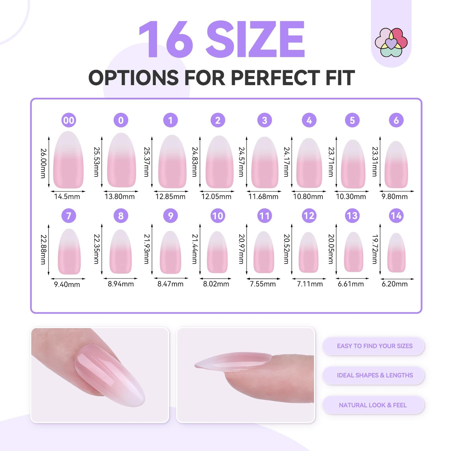 SAVILAND Press On Nails Ombre Nails: Medium Almond French Tips Full Cover Fake Nails Pink White Gradient Nails Press Ons 160 Pcs False Nails Tips Soft Gel s X Nail Tips for DIY Nail Art
