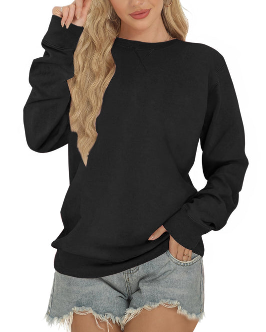 ZENUTA Sweatshirt for Women, Casual Crewneck Sweatshirts Women Loose Fit Long Sleeve Pullover Tops Cute Soft Shirt, M, Black