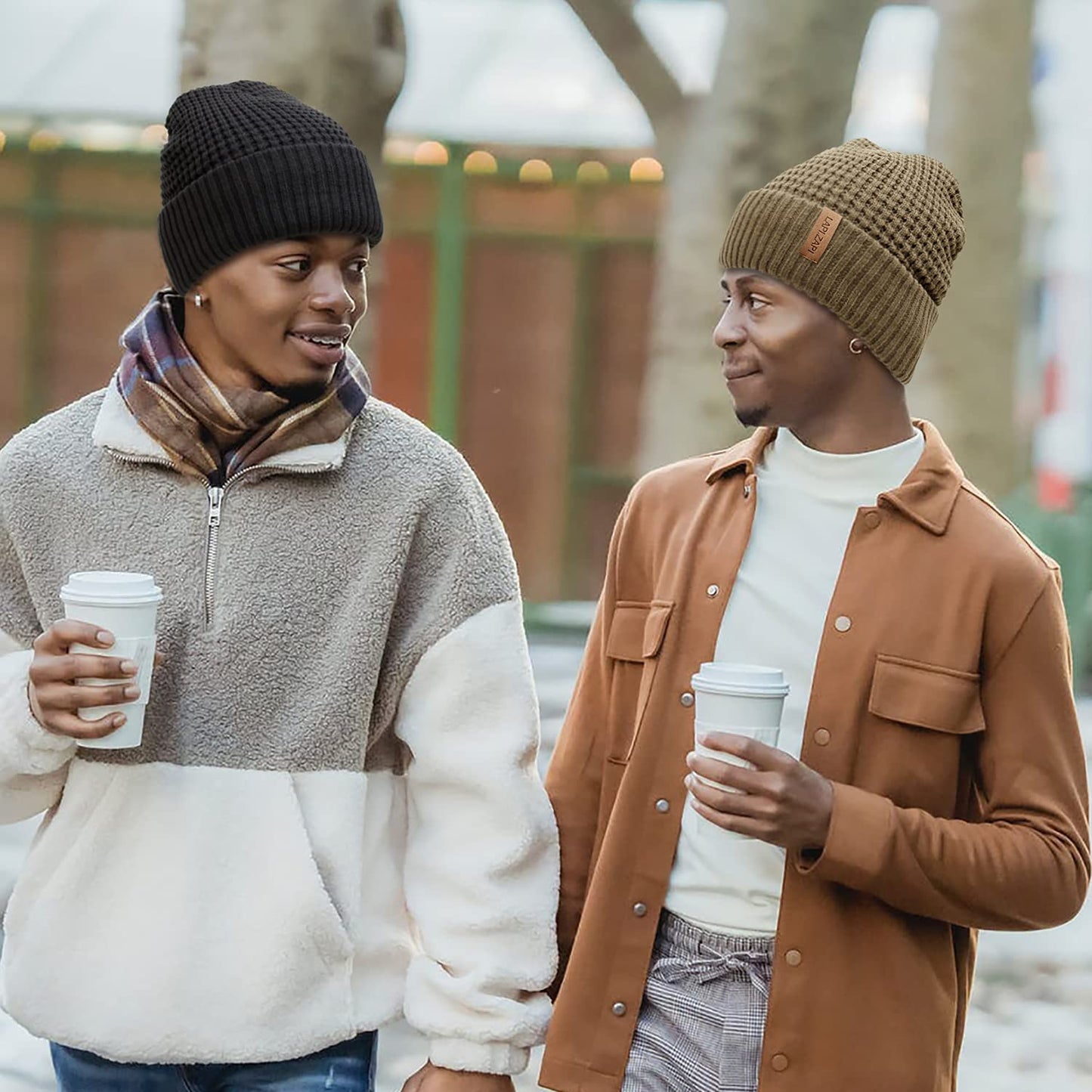 LAPI.ZAPI Winter Hat for Men Fleece Lined Skull Cap Cuff Beanie Outdoor Women Sports Cap