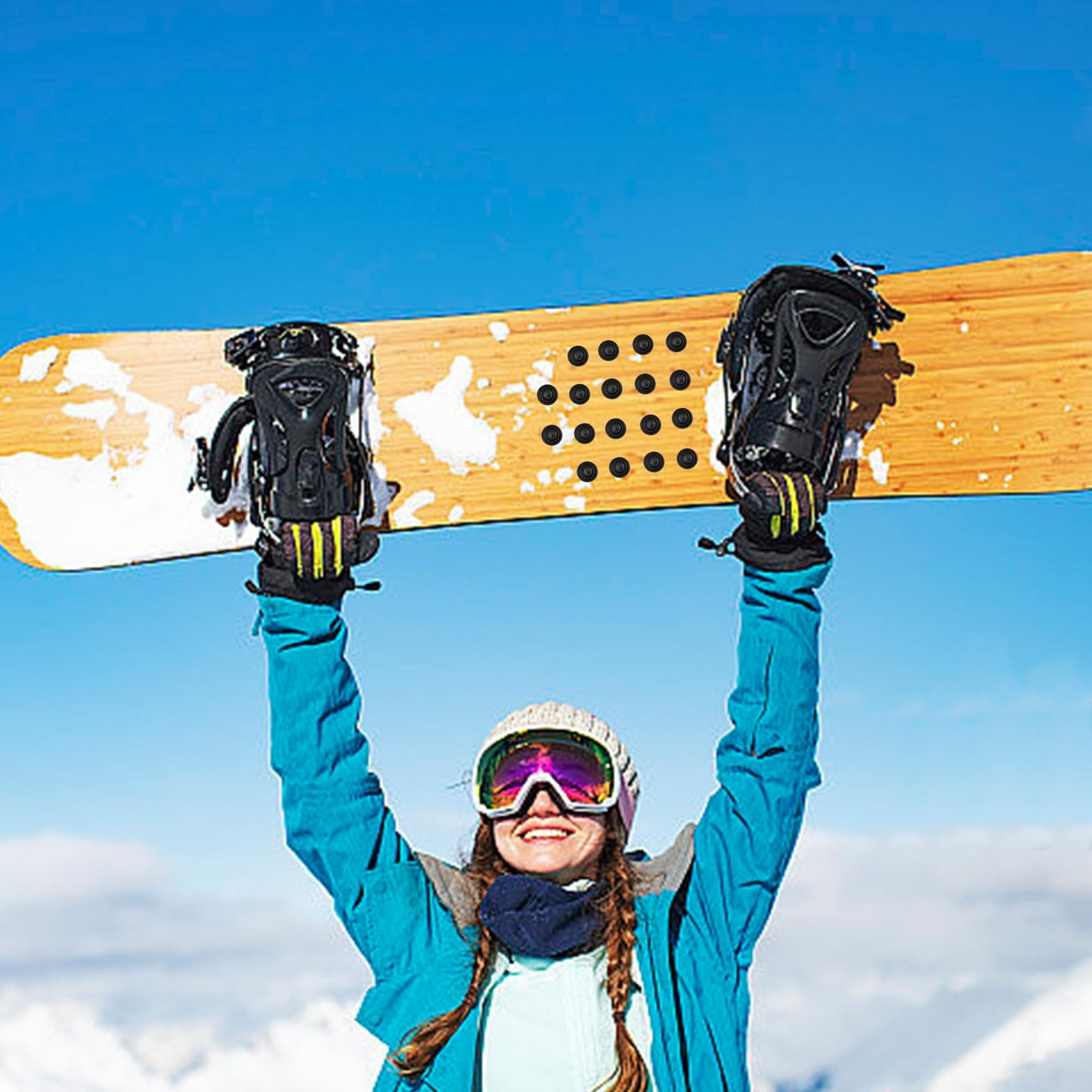 Shupakul 18 Pcs Snowboard Stomp Pad,4 Layers Cone Studs Snowboard Grip Stomp Pads,Anti-Slip Stomp Pad Studs to Provide Extra Grip for Winter Ski Snowboard