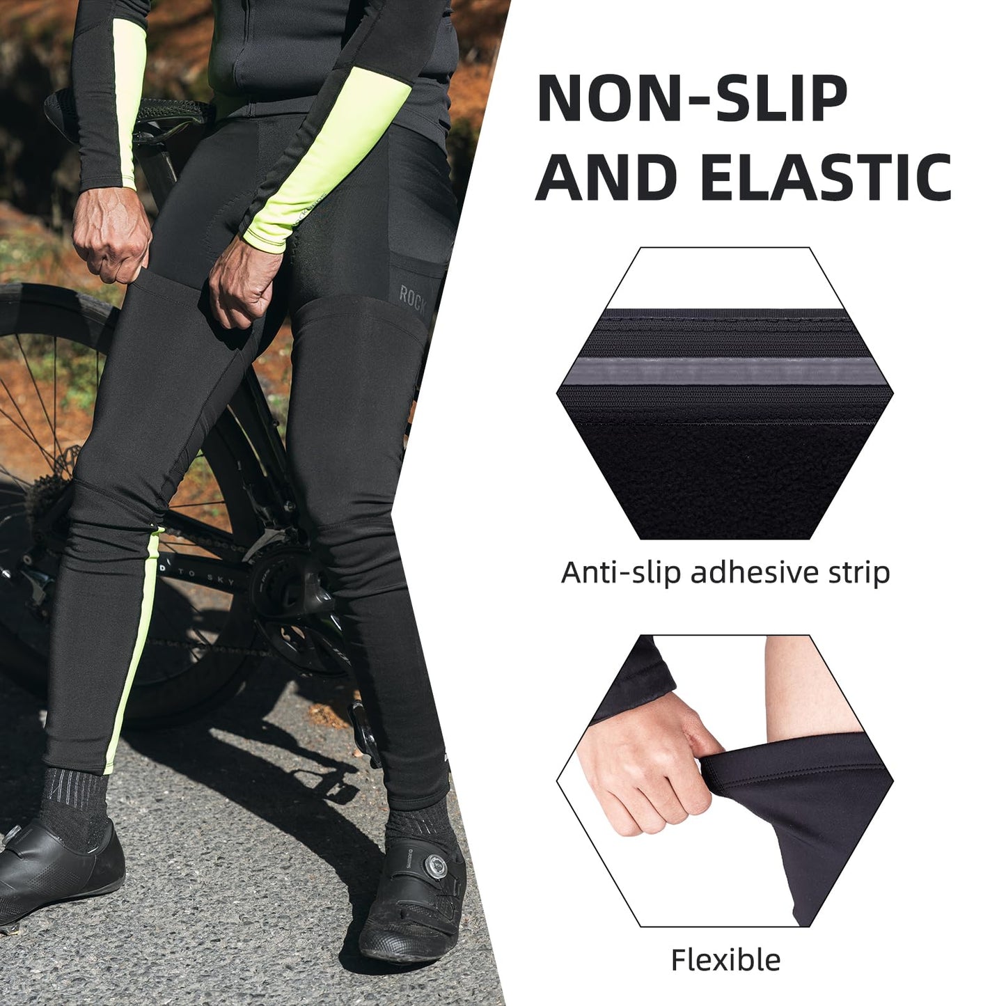 ROCKBROS Cycling Leg Sleeves for Men Women Thermal Compression Leg Sleeves UV Full Leg Warmers Winter for Running Football