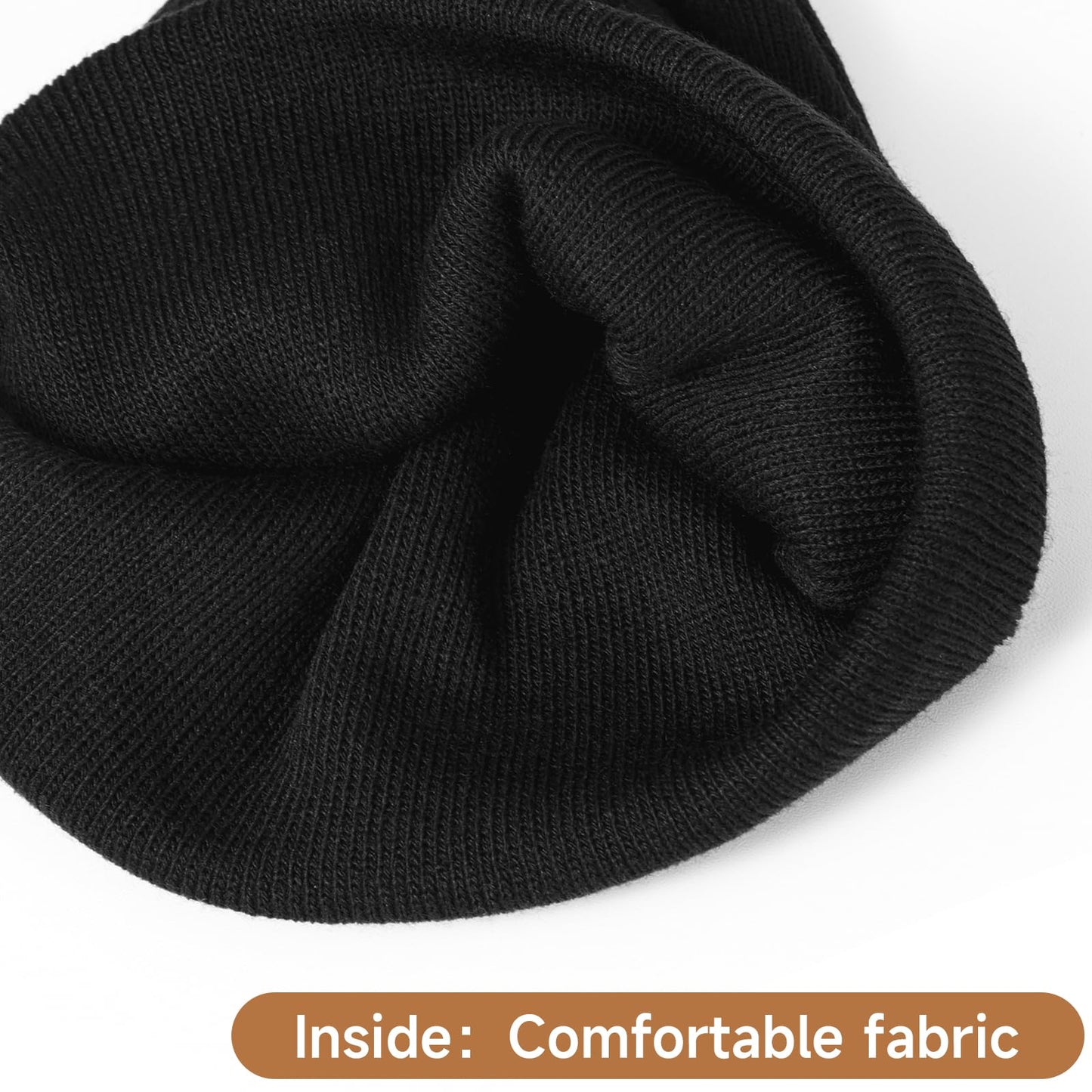 Beanie Men Slouchy Knit Skull Cap Warm Stocking Hats Women Striped Winter Beanie Hat Cuffed Plain Hat Black