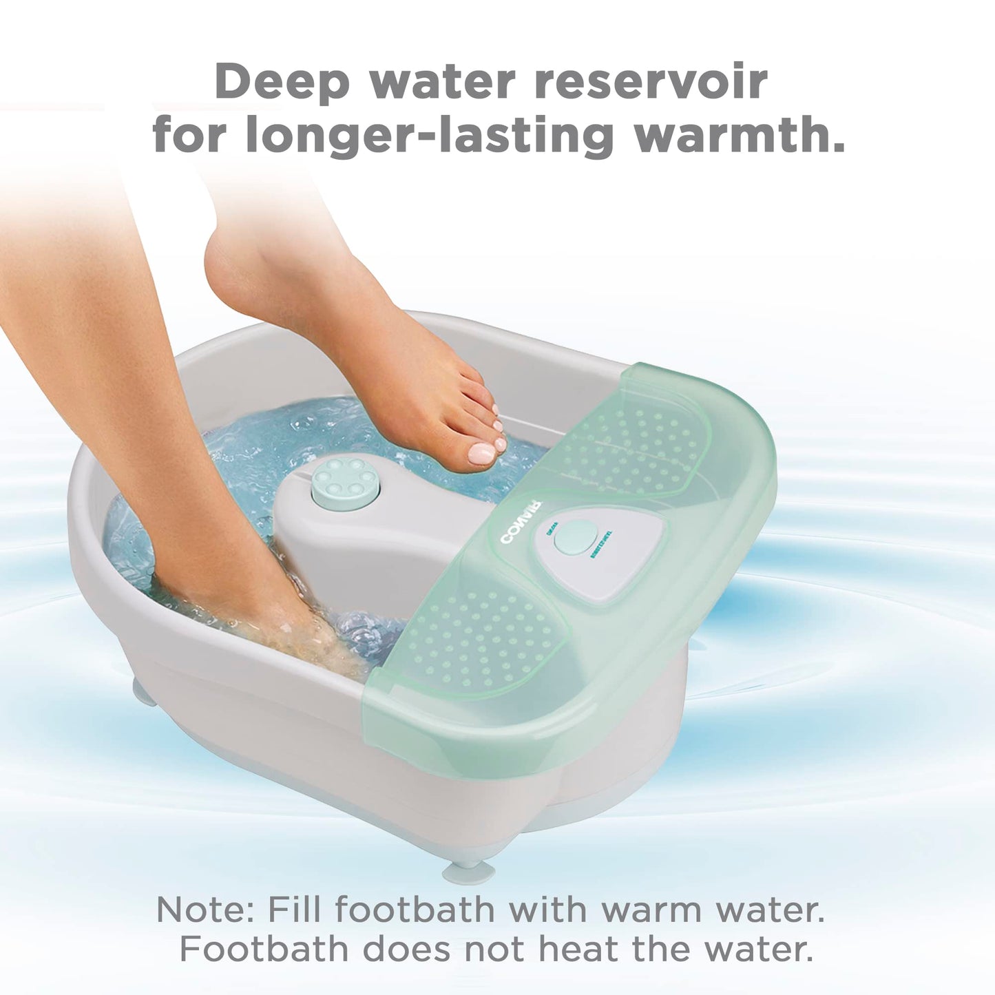Conair Soothing Pedicure Foot Spa Bath with Bubbles, Deep Basin Relaxing Foot Bath with Jets, Seafoam/White