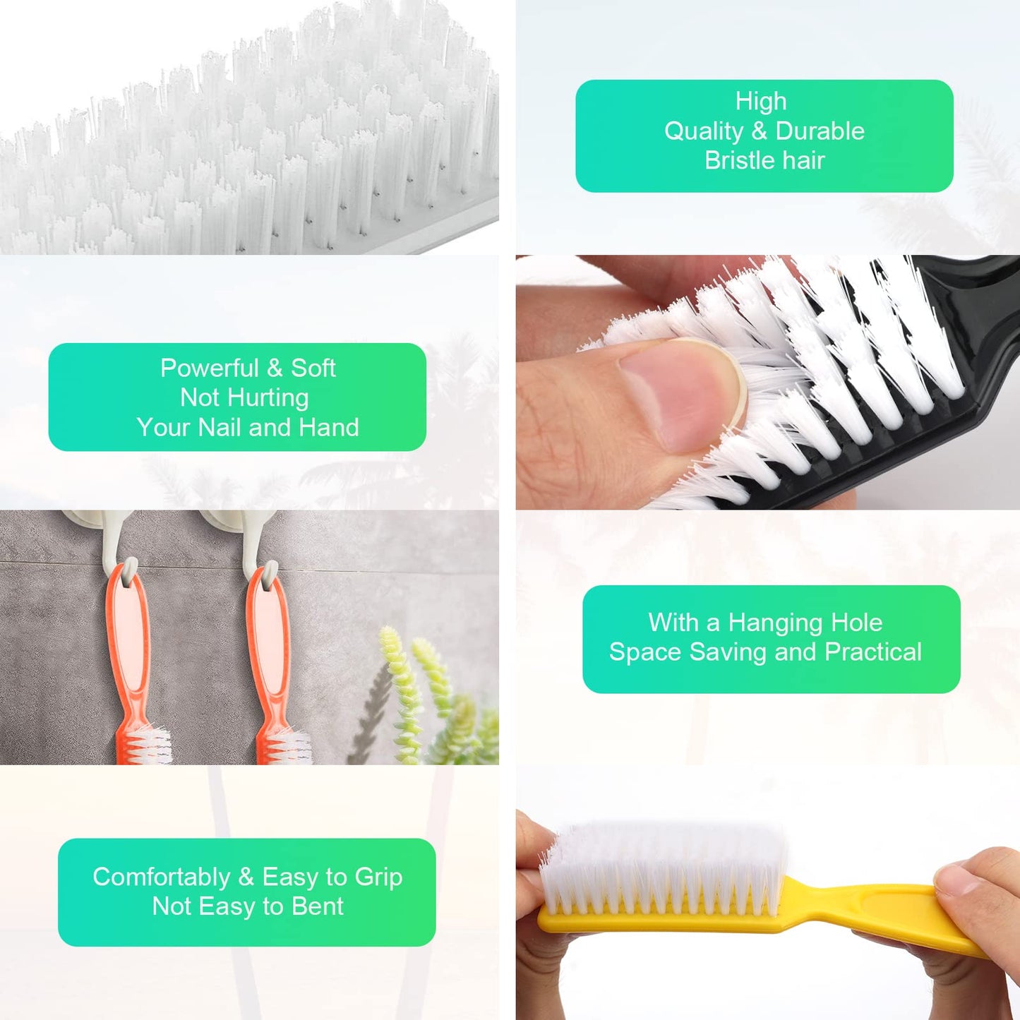 24 Pcs Handle Grip Nail Brush, NICEMOVIC Hand Fingernail Cleaner Brush Manicure Tools Scrub Cleaning Brushes Kit, Use for Toe and Nail Cleaning (Bright Colors)