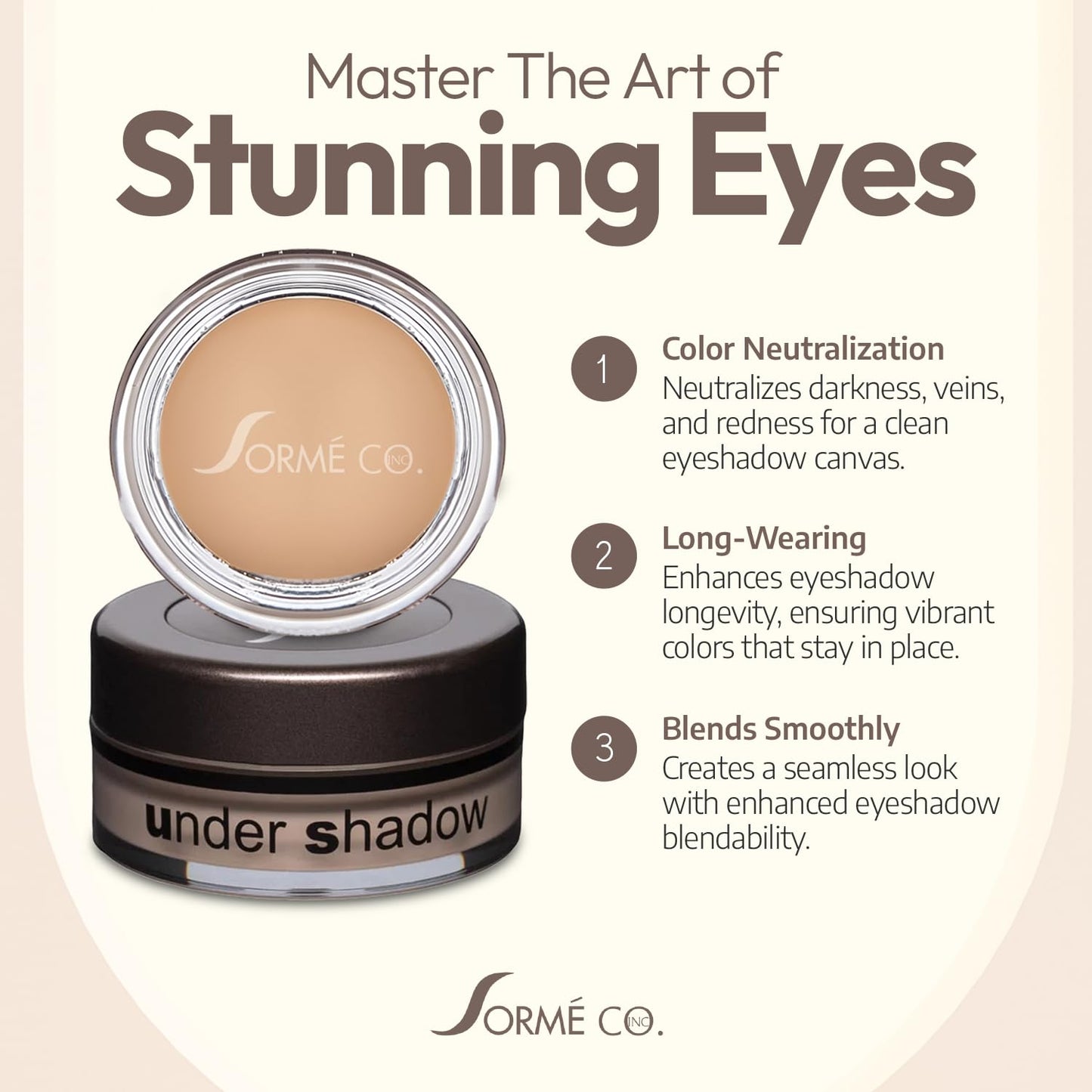 Sorme Cosmetics Eyeshadow Primer Under Shadow (0.18 oz), Hydrating Eye Primer Base for Crease Proof Eye Makeup, Under Eye Corrector, Cruelty Free Cream Eyelid & Under Eye Corrector