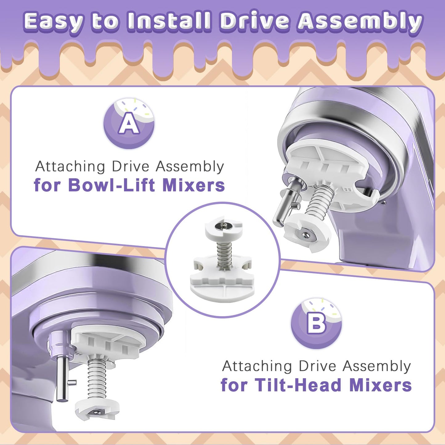 Ice Cream Maker Food Processor Accessories Compatible with Kitchenaid 4.5 and Larger Stand Mixers,2 Quart Frozen Yogurt & Sorbet Gelato Maker for Kitchenaid,Ice Cream Containers for homemade ice cream