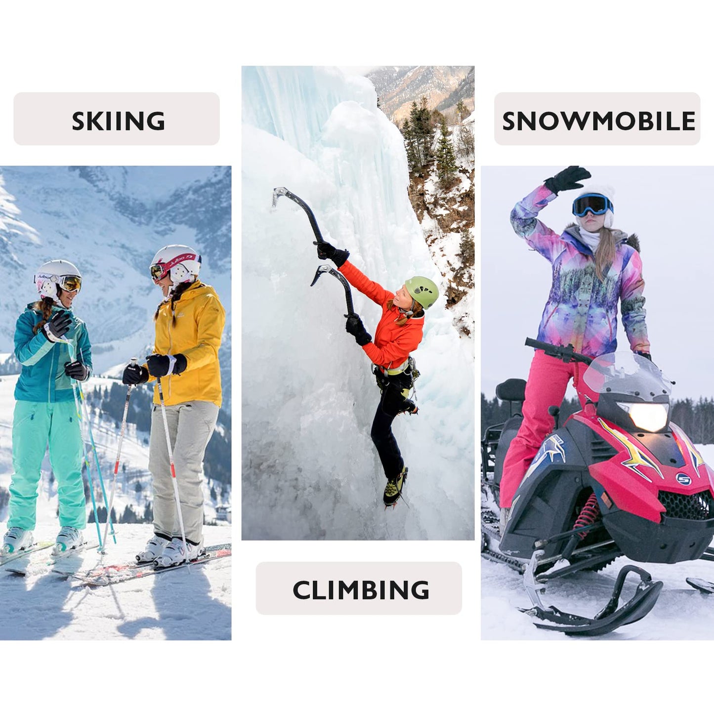 Century Star Winter Ski Gloves Women Touchscreen Waterproof Snow Gloves for Women Warm Snowboard Gloves for Snowmobile/Hiking Outerdoor Blue One Size