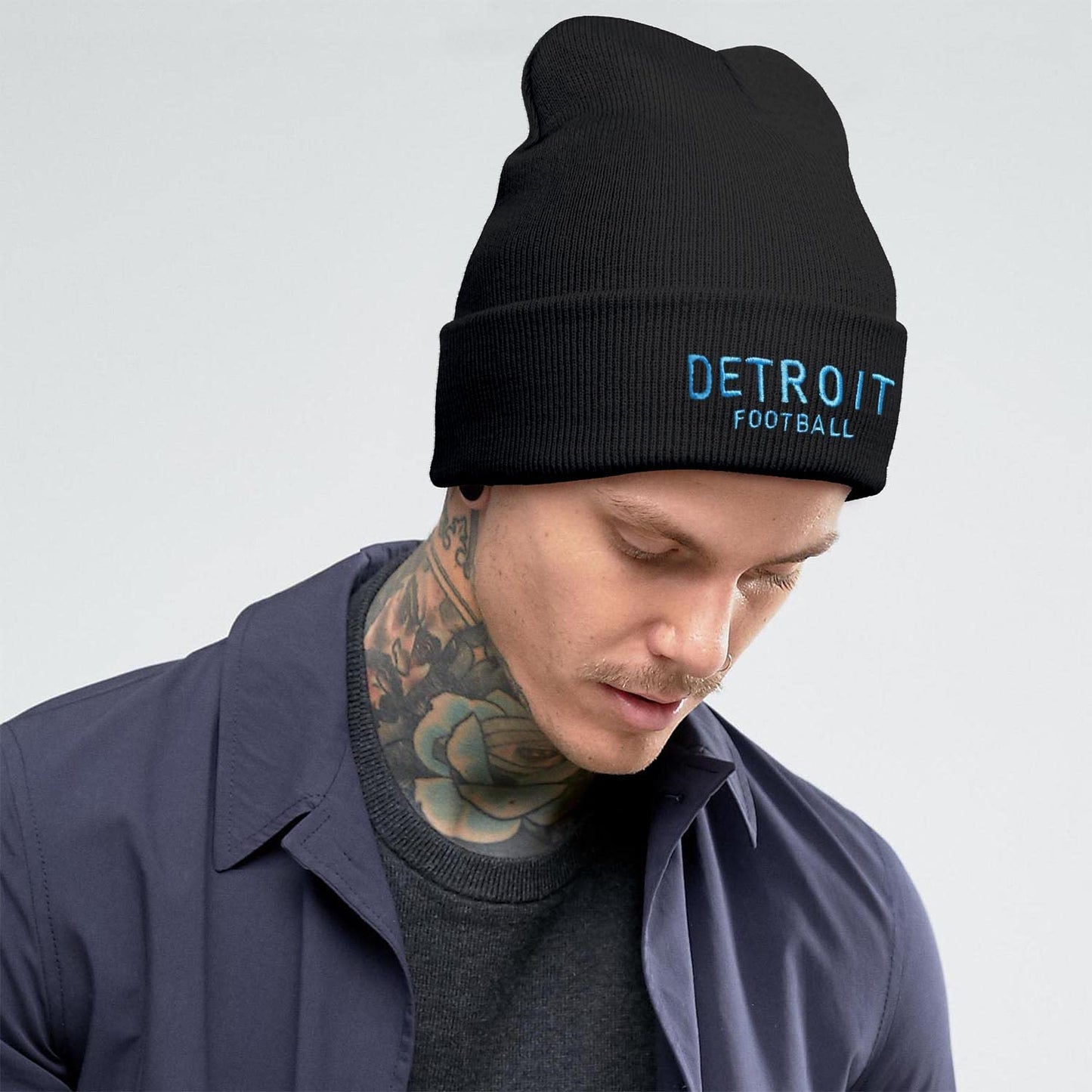 Jcrevfu Detroit Beanie City Embroidery Knitted Winter Hat for Men Women Warm Fashion Hat Black Watch Cap