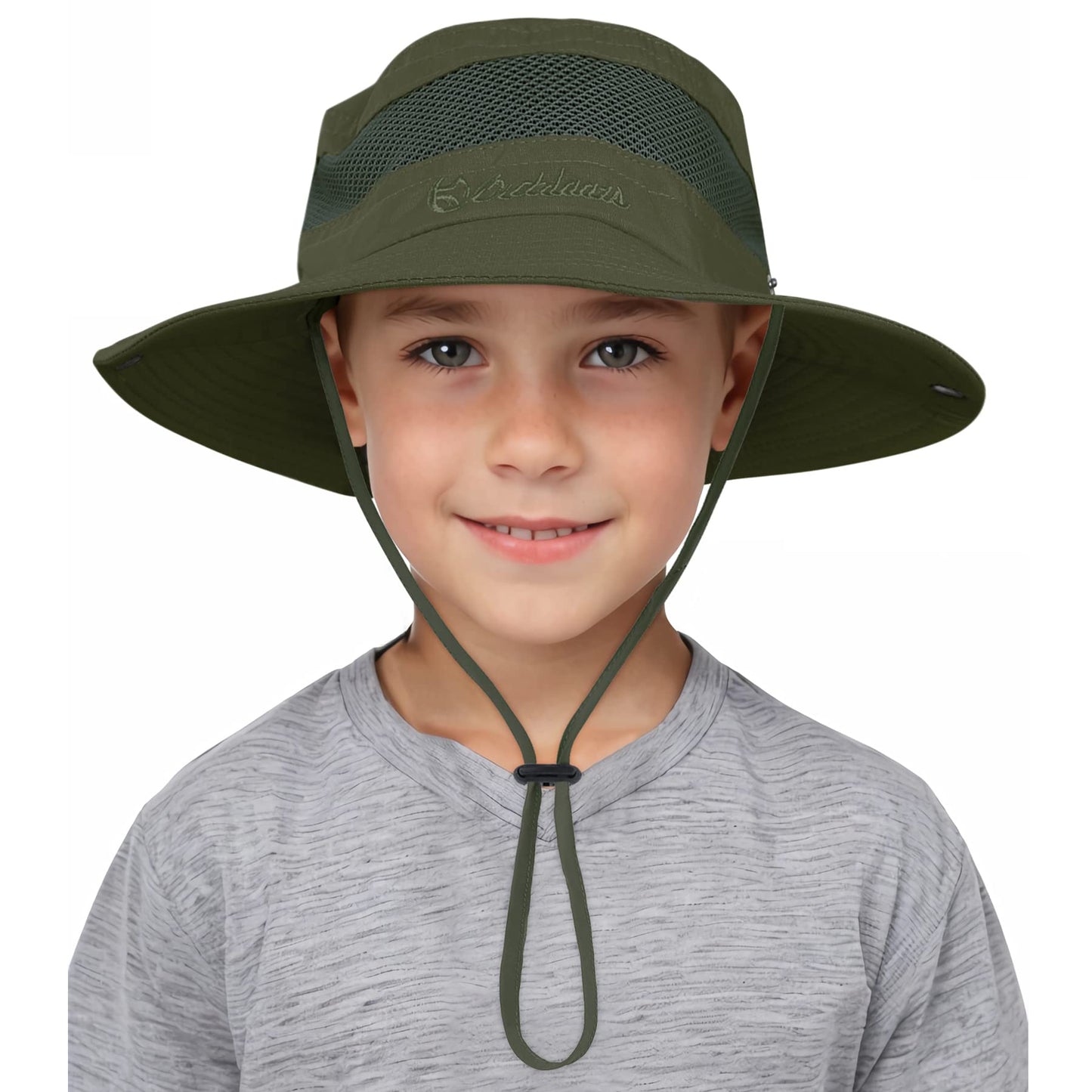 Century Star Outdoor Kids Sun Hat Boys Sun Hat Girls Beach Hat UPF 50+ Kids Bucket Hat Wide Brim Kids Fishing Safari Hat Army Green 5-13T